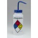 SP Bel-Art Safety-Labeled 4-Color Distilled Water Wide-Mouth Wash Bottles; 500ml (16oz), Polyethylene w/Blue Polypropylene Cap (Pack of 4)