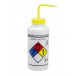 SP Bel-Art Right-to-Know Safety-Vented / Labeled 4-Color Sodium Hypochlorite (Bleach) Wide-Mouth Wash Bottles; 1000ml (32oz), Polyethylene w/Yellow Polypropylene Cap (Pack of 2)