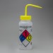 SP Bel-Art GHS Labeled Safety-Vented Dichloromethane Wash Bottles; 500ml (16oz), Polyethylene w/Yellow Polypropylene Cap (Pack of 4)