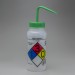 SP Bel-Art GHS Labeled Safety-Vented Methanol Wash Bottles; 500ml (16oz), Polyethylene w/Green Polypropylene Cap (Pack of 4)
