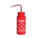 SP Bel-Art Safety-Labeled 2-Color Toluene Wide-Mouth Wash Bottles; 500ml (16oz), Polyethylene w/Red Polypropylene Cap (Pack of 6)