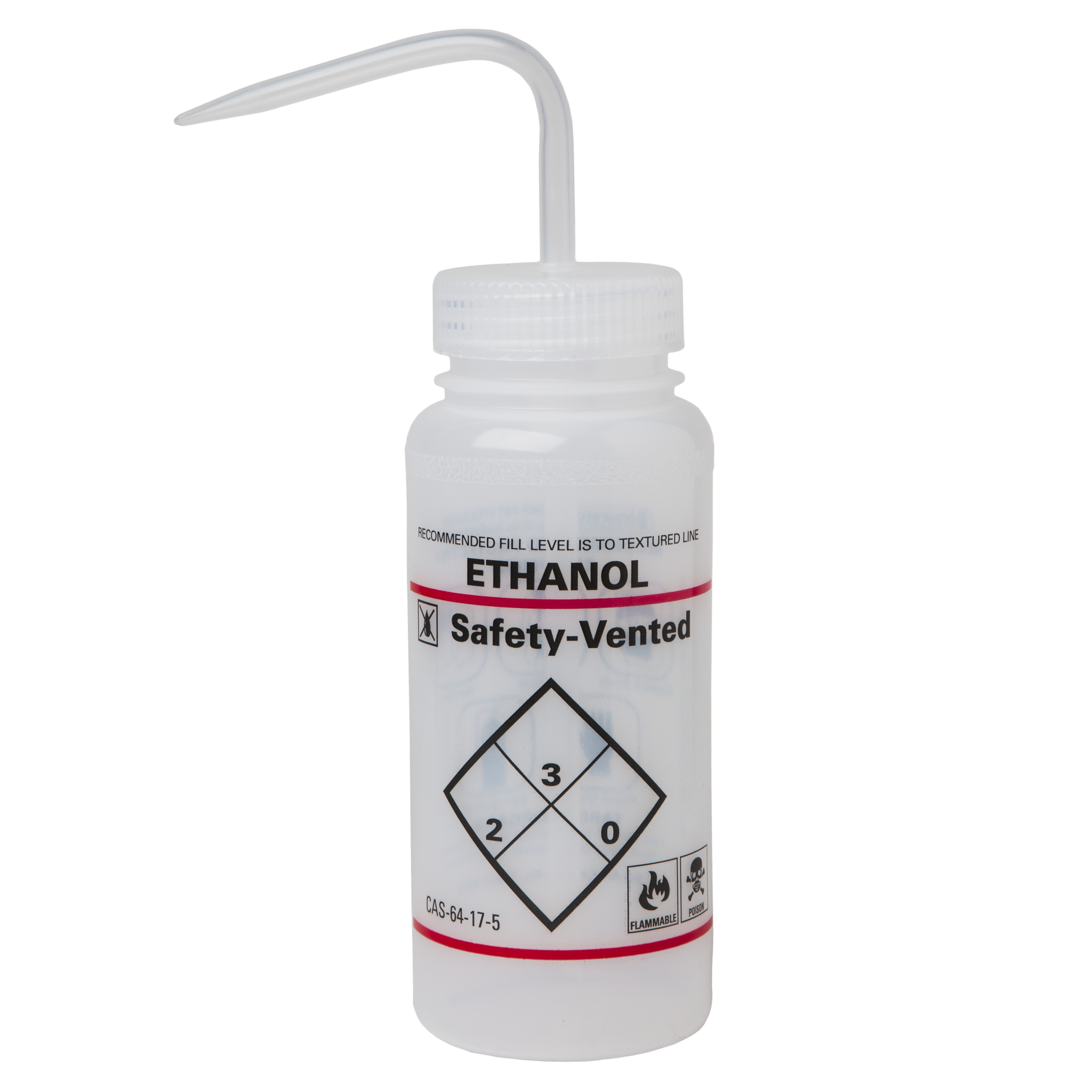 SP Bel-Art Safety-Vented / Labeled 2-Color Ethanol Wide-Mouth Wash Bottles; 500ml (16oz), Polyethylene w/Natural Polypropylene Cap (Pack of 3)
