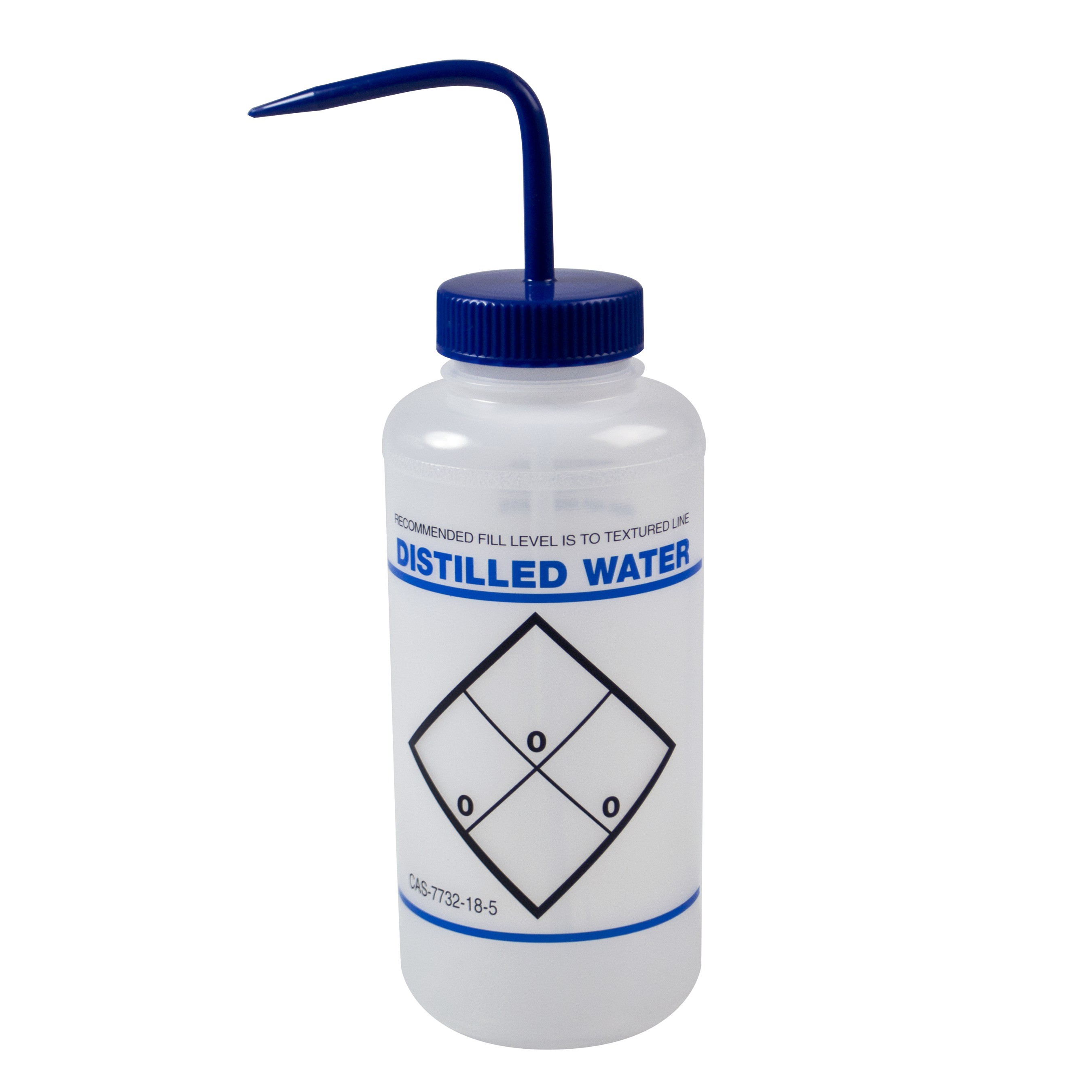 SP Bel-Art Safety-Labeled 2-Color Distilled Water Wide-Mouth Wash Bottles; 1000ml (32oz), Polyethylene w/Blue Polypropylene Cap (Pack of 6)