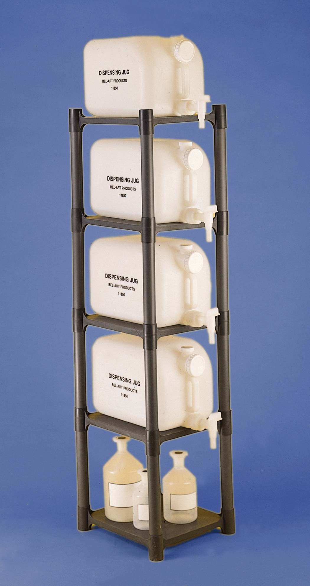 SP Bel-Art Dispensing Jug Polyethylene Rack for H11850-0000; 15¼ x 13⅞ x 60 in.