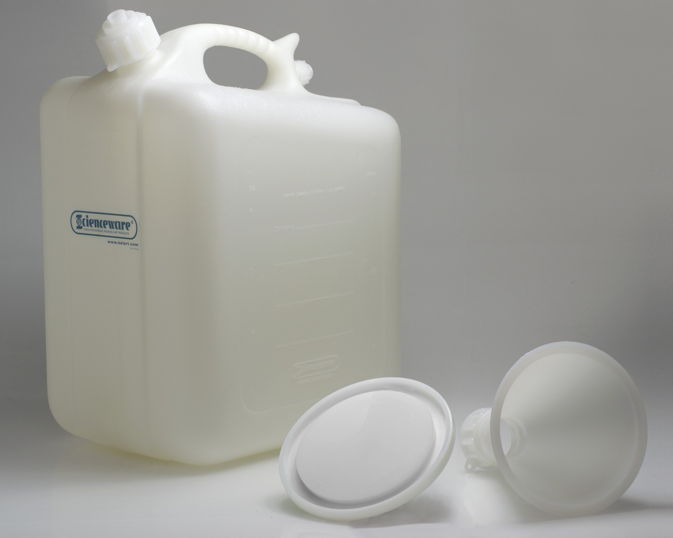 SP Bel-Art Safety Waste 20 Liter (5 Gallon) Jug; Polyethylene, Funnel Top, 45mm Closure
