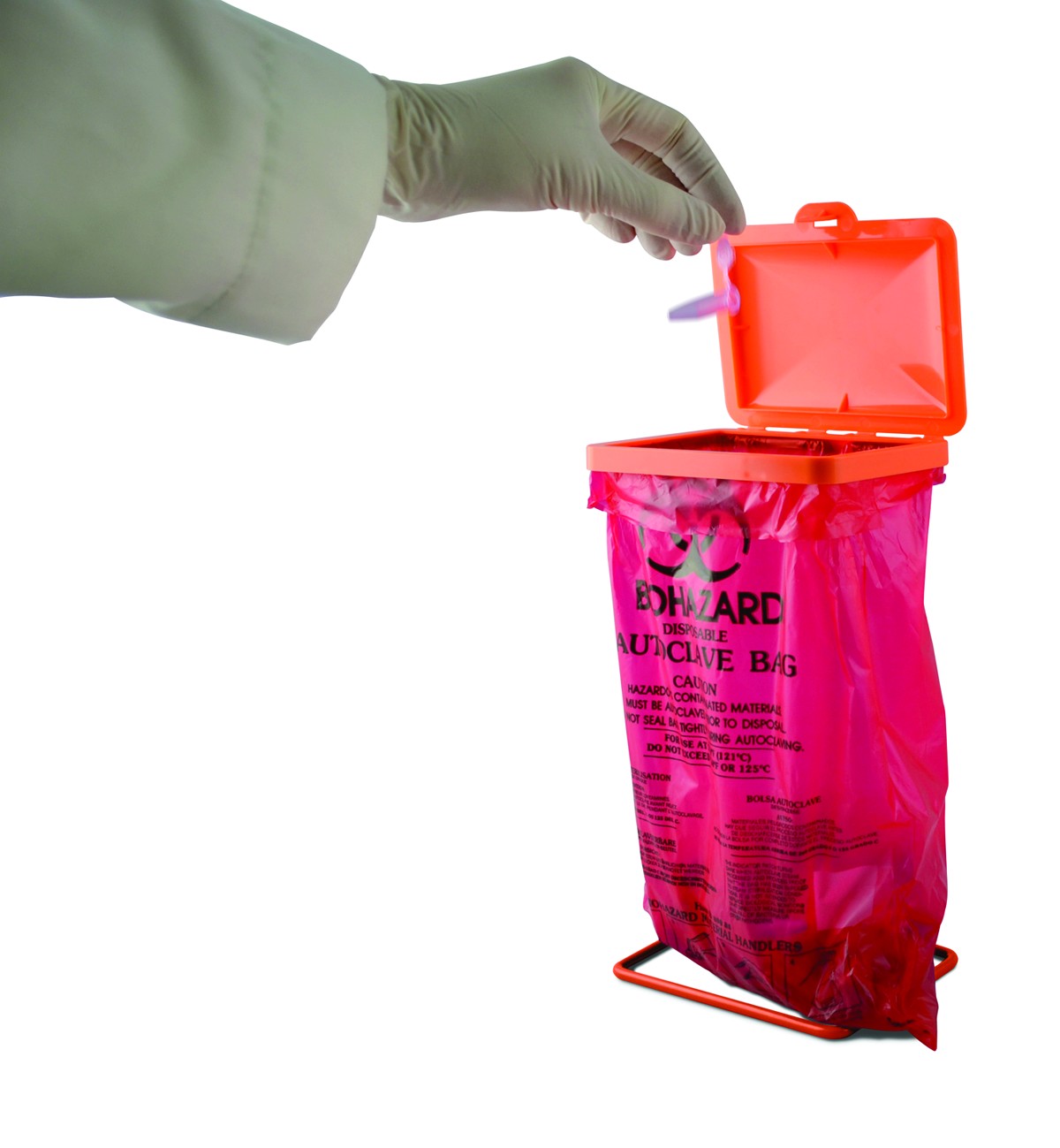 SP Bel-Art Poxygrid Bench-Top Biohazard Bag Holder Kit; Includes 100 Polyethylene 8¹/₂ x 11 in. Bags