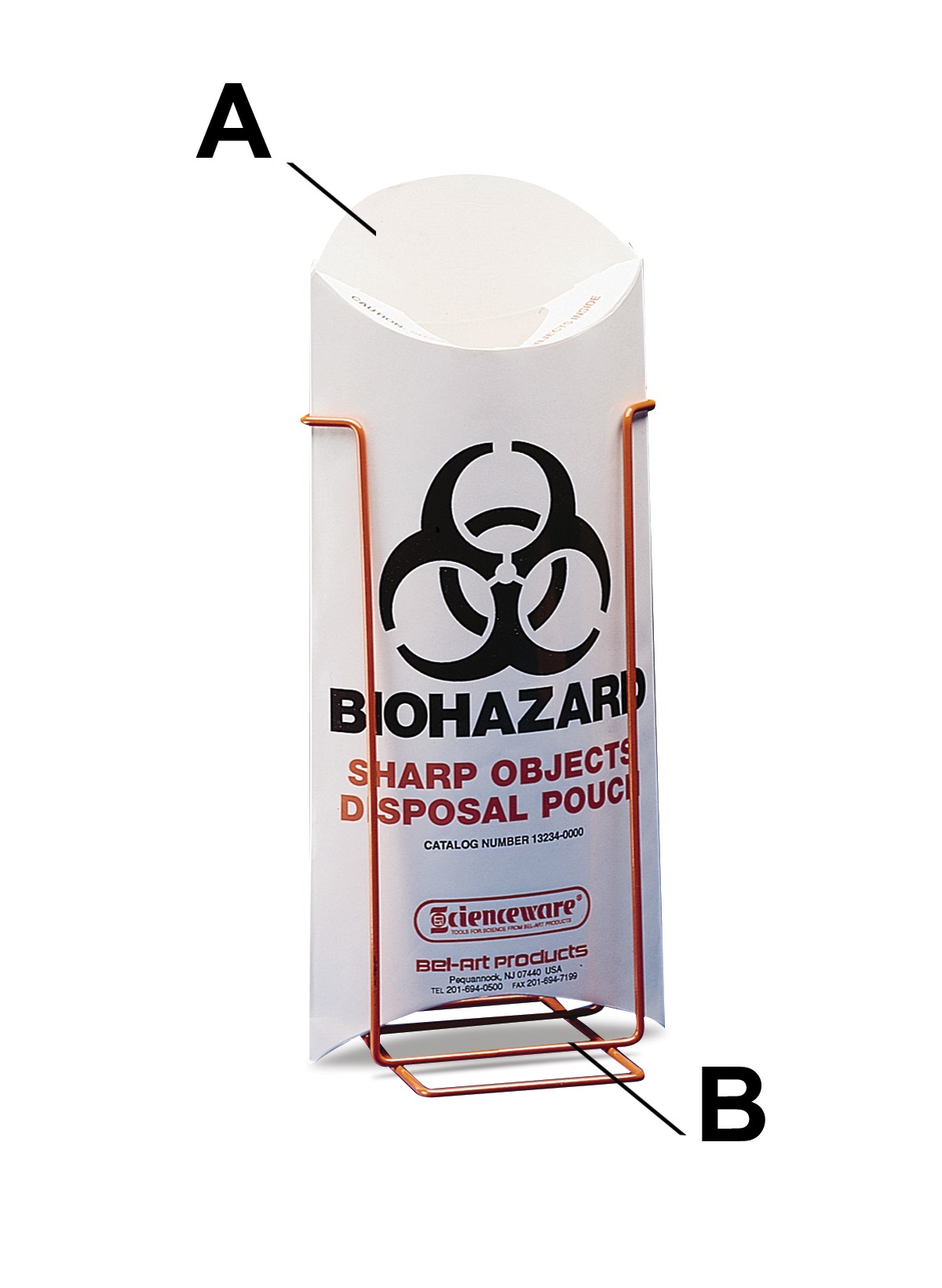 Biohazard Sharp Object Safety Pouch and Stand
