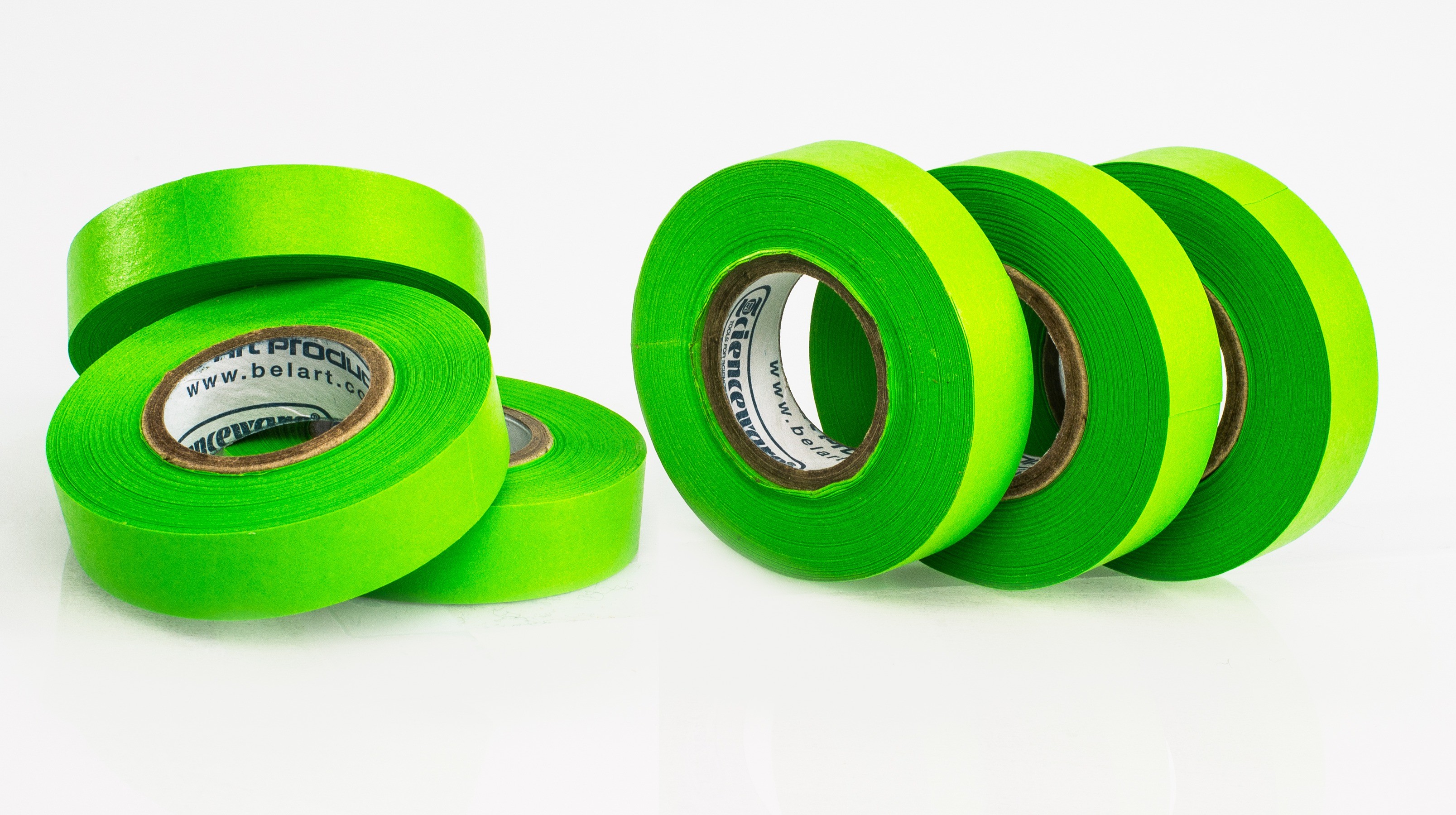 SP Bel-Art Write-On Green Label Tape; 15yd Length, ¹/₂ in. Width, 1 in. Core (Pack of 6)