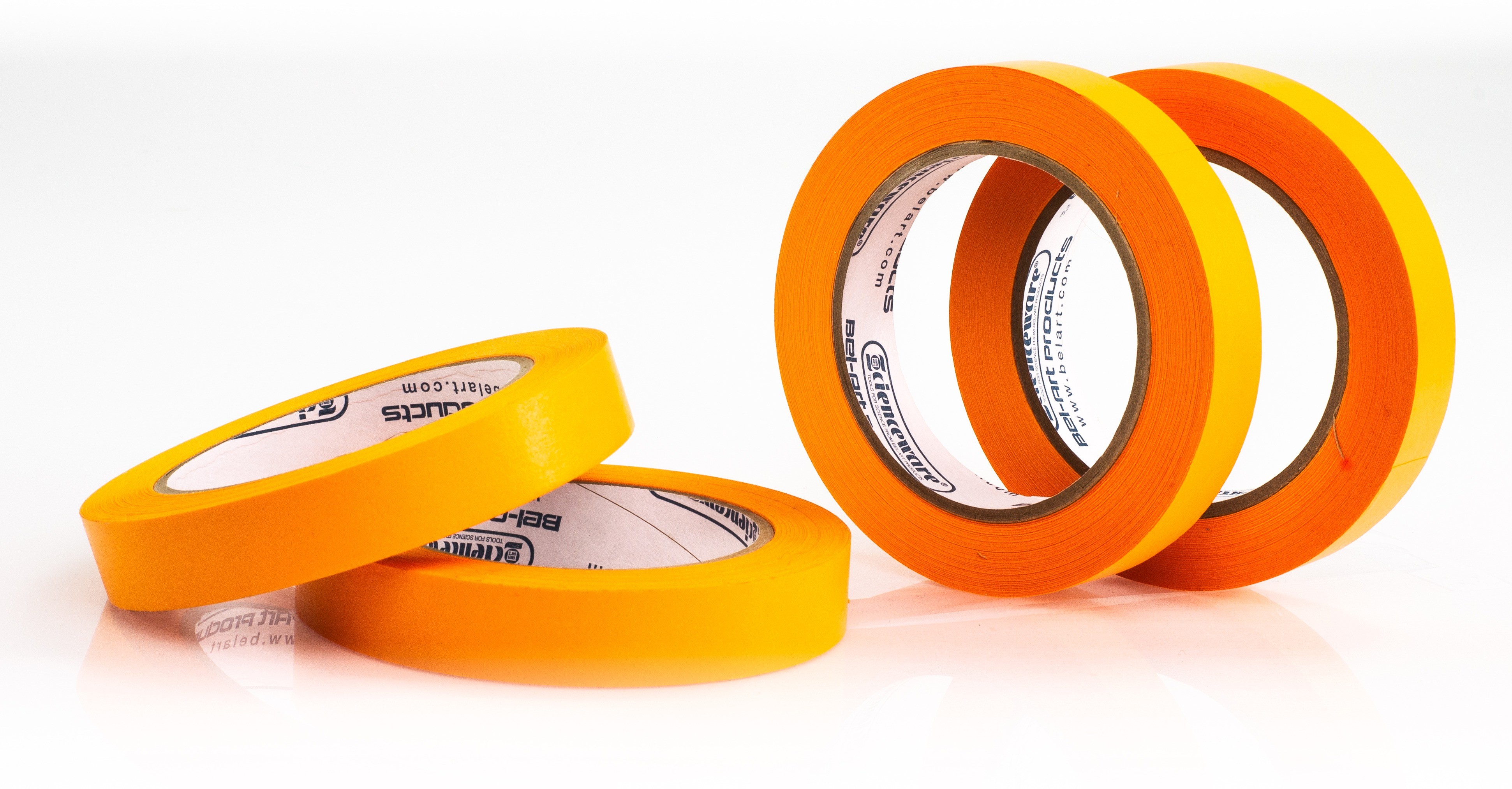 SP Bel-Art Write-On Orange Label Tape; 40yd Length, ³/₄ in. Width, 3 in. Core (Pack of 4)