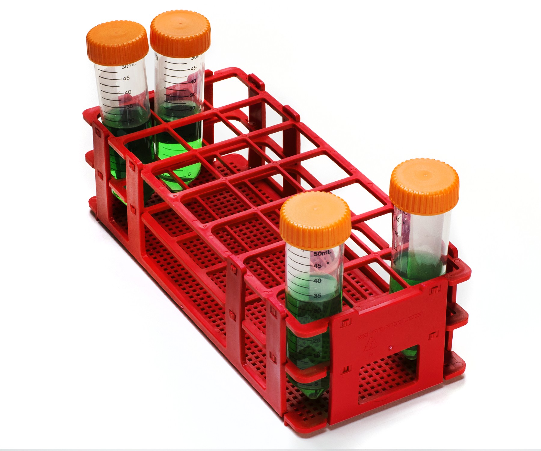 SP Bel-Art No-Wire Test Tube Rack; For 25-30mm Tubes, 21 Places, Red