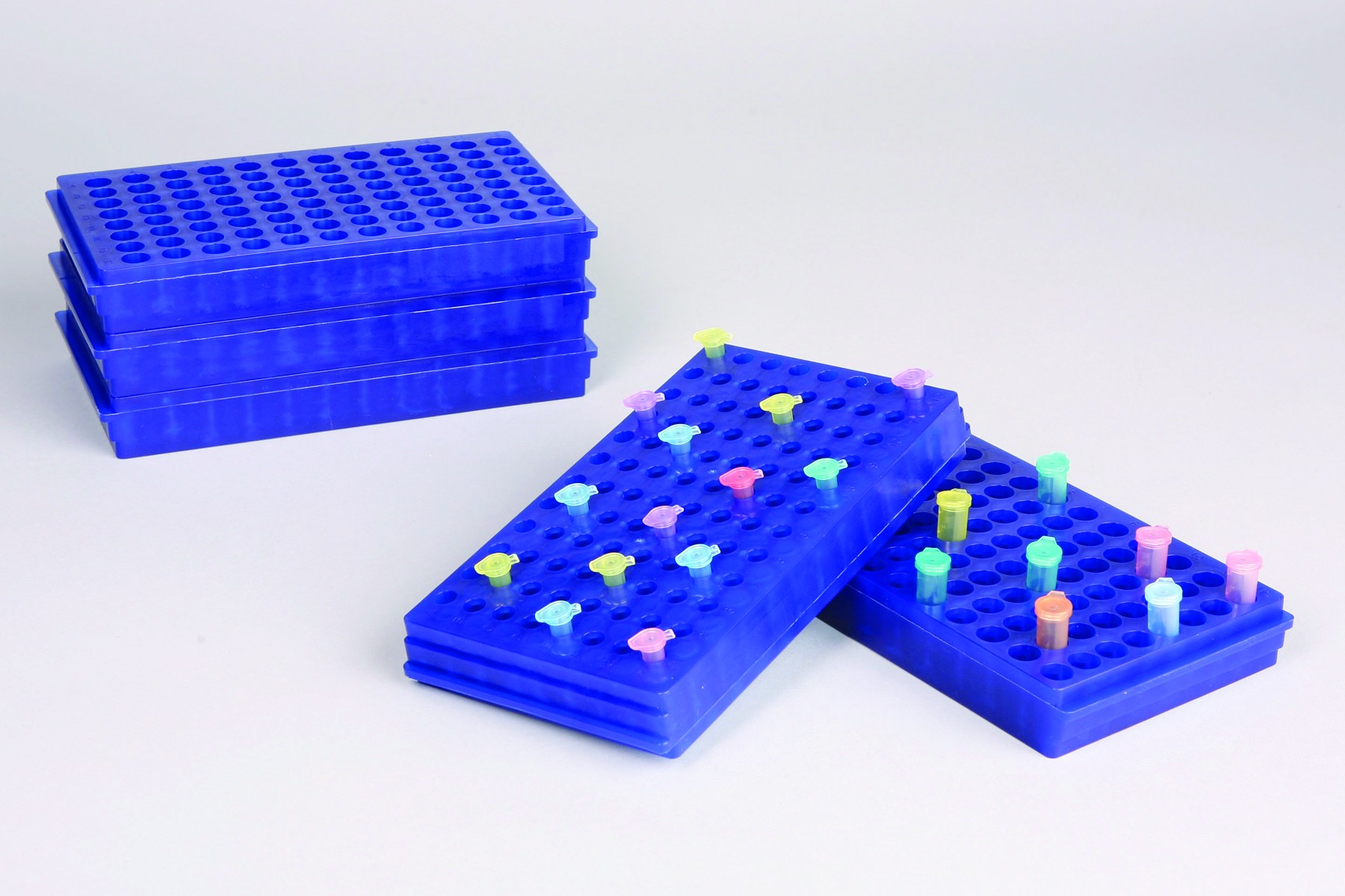 SP Bel-Art Microcentrifuge Tube Rack; For 0.5 or 1.5-2.0ml Tubes, 96 Places, Blue (Pack of 5)