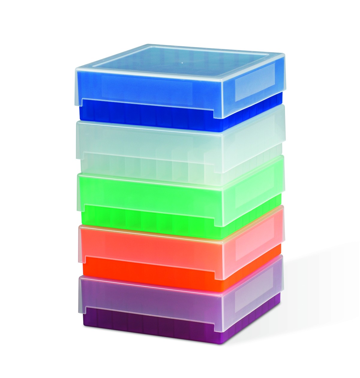 SP Bel-Art 81-Place Plastic Freezer Storage Boxes; Assorted Colors (Pack of 5)