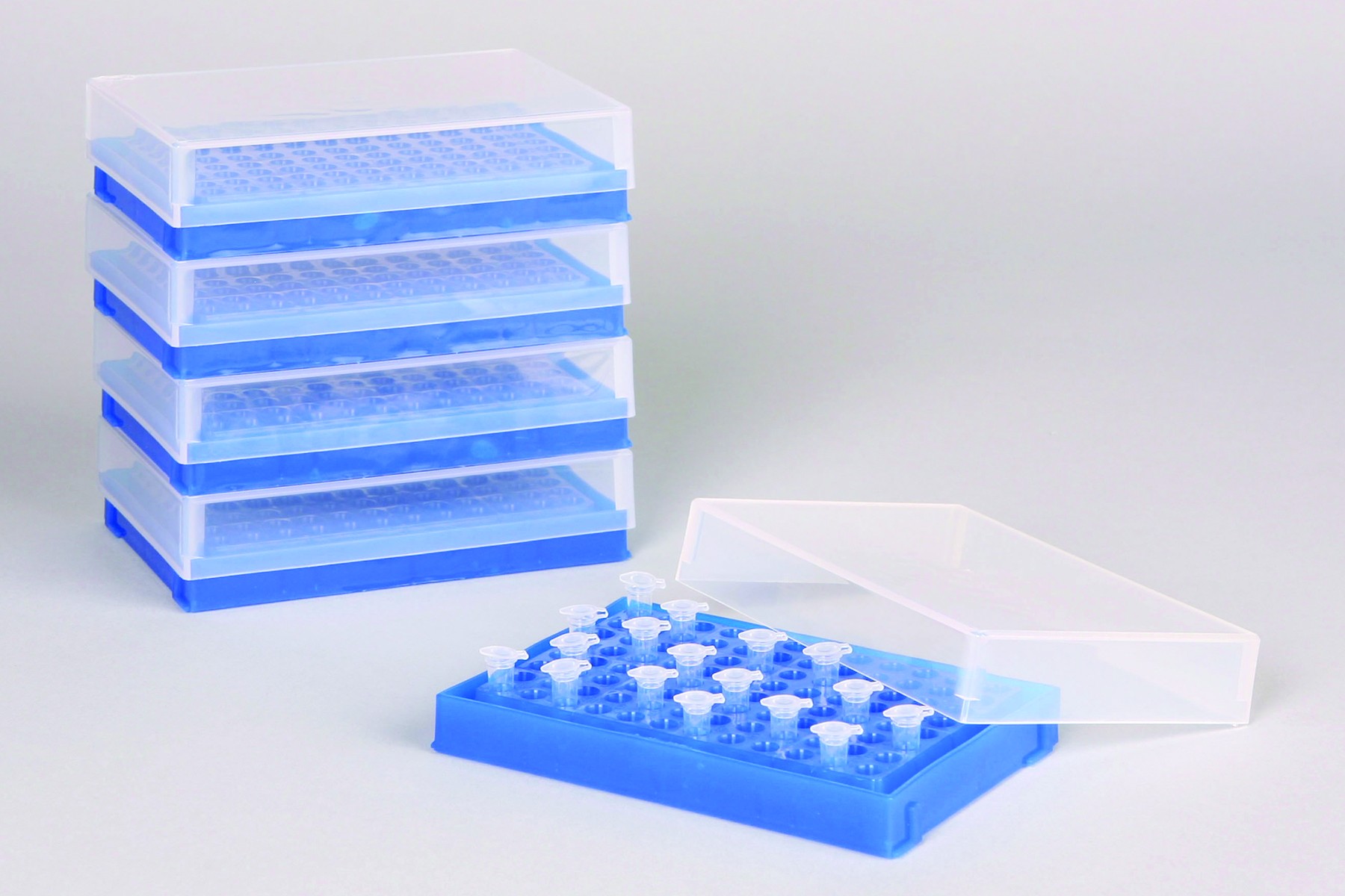 SP Bel-Art PCR Rack; For 0.2ml Tubes, 96 Places, Fluorescent Blue (Pack of 5)