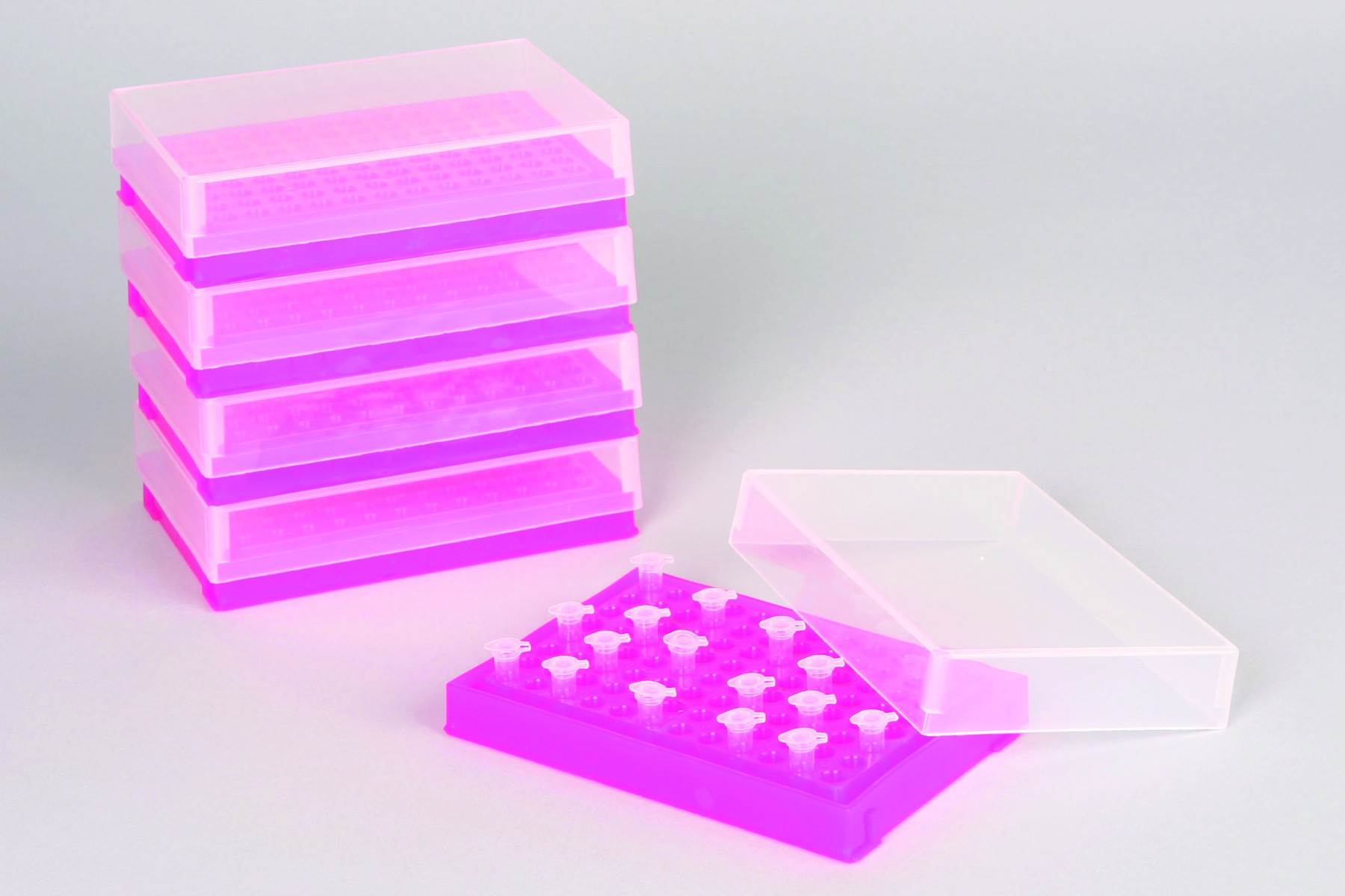 SP Bel-Art PCR Rack; For 0.2ml Tubes, 96 Places, Fluorescent Pink (Pack of 5)