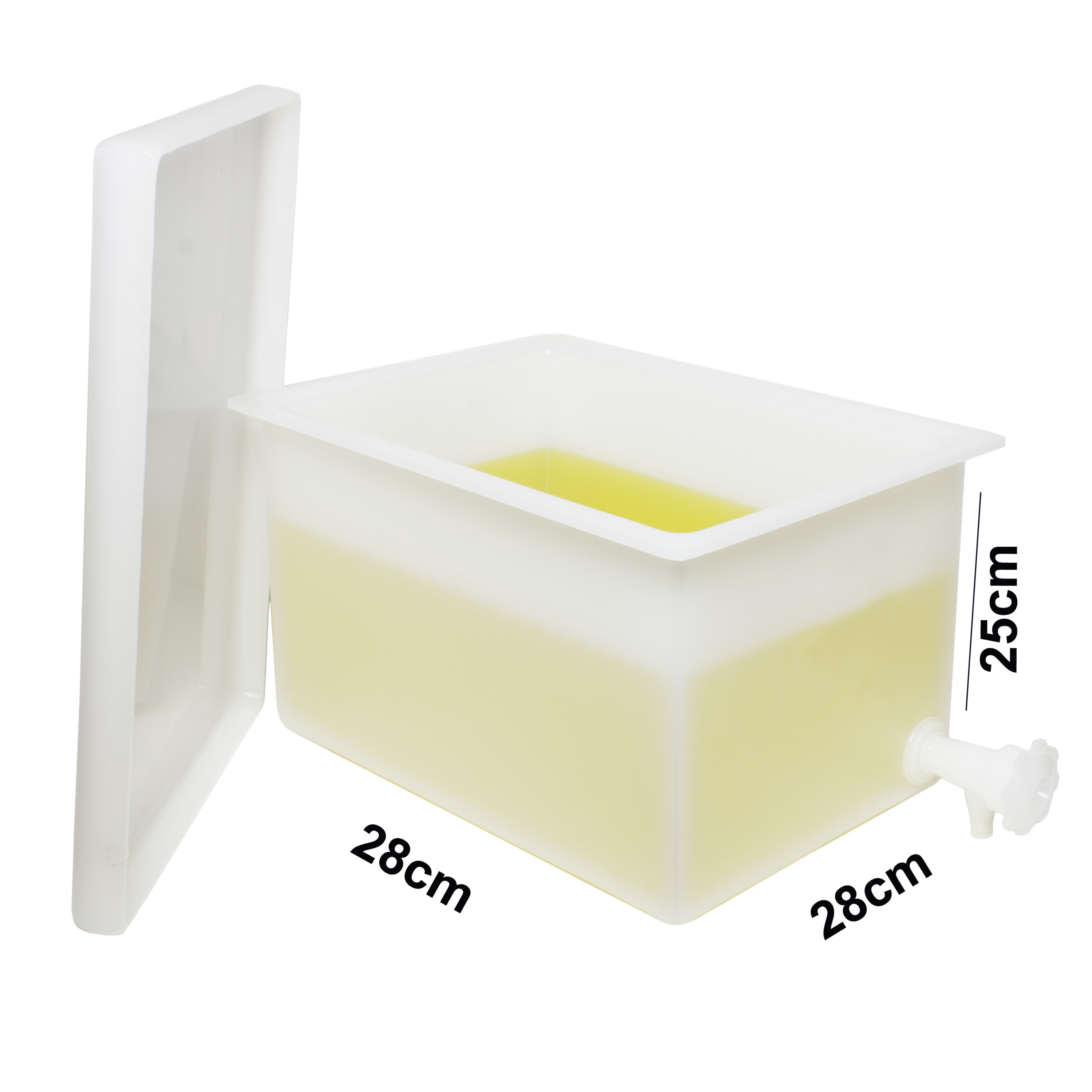 SP Bel-Art Heavy Duty Polyethylene Rectangular Tank with Top Flanges and Faucet; 11 x 11 x 10 in.