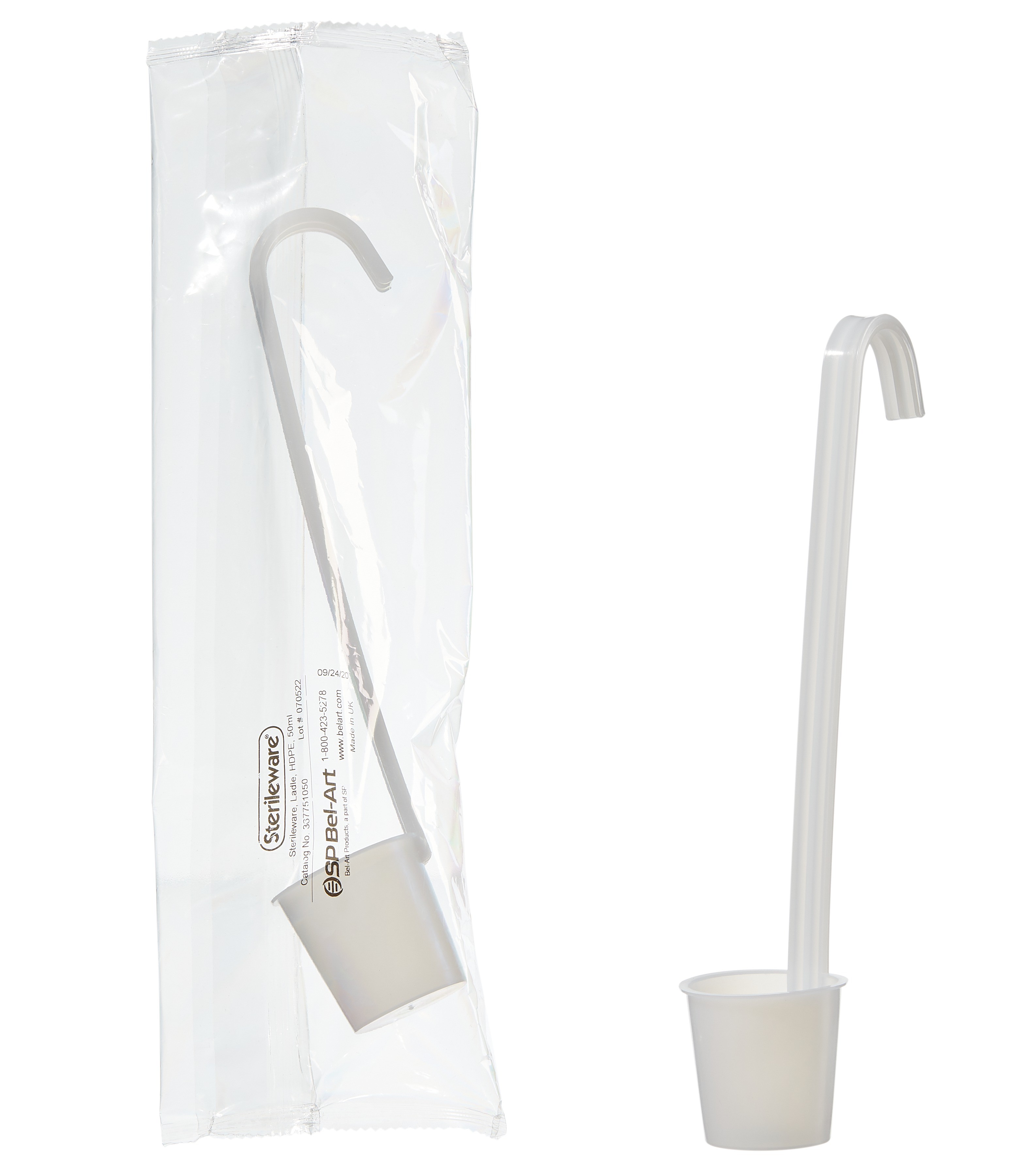 Sterileware Upright Handle Dippers / Ladles; 50ml, White, Individually Wrapped (Pack of 40)