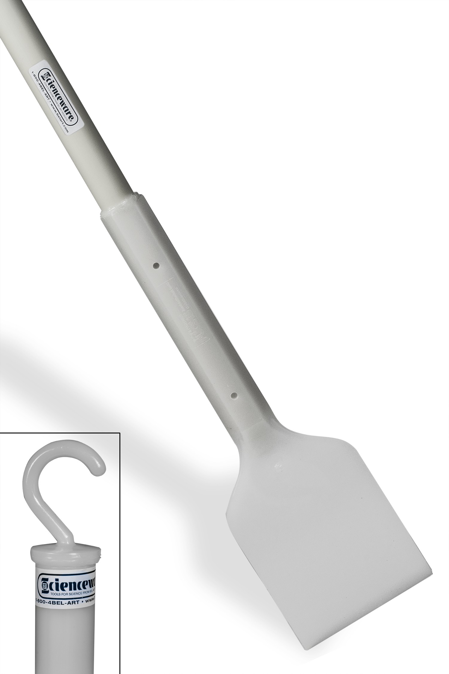 SP Bel-Art Soft Plastic Scraper; 72 in. Handle, 5 x 6 in. Blade, White