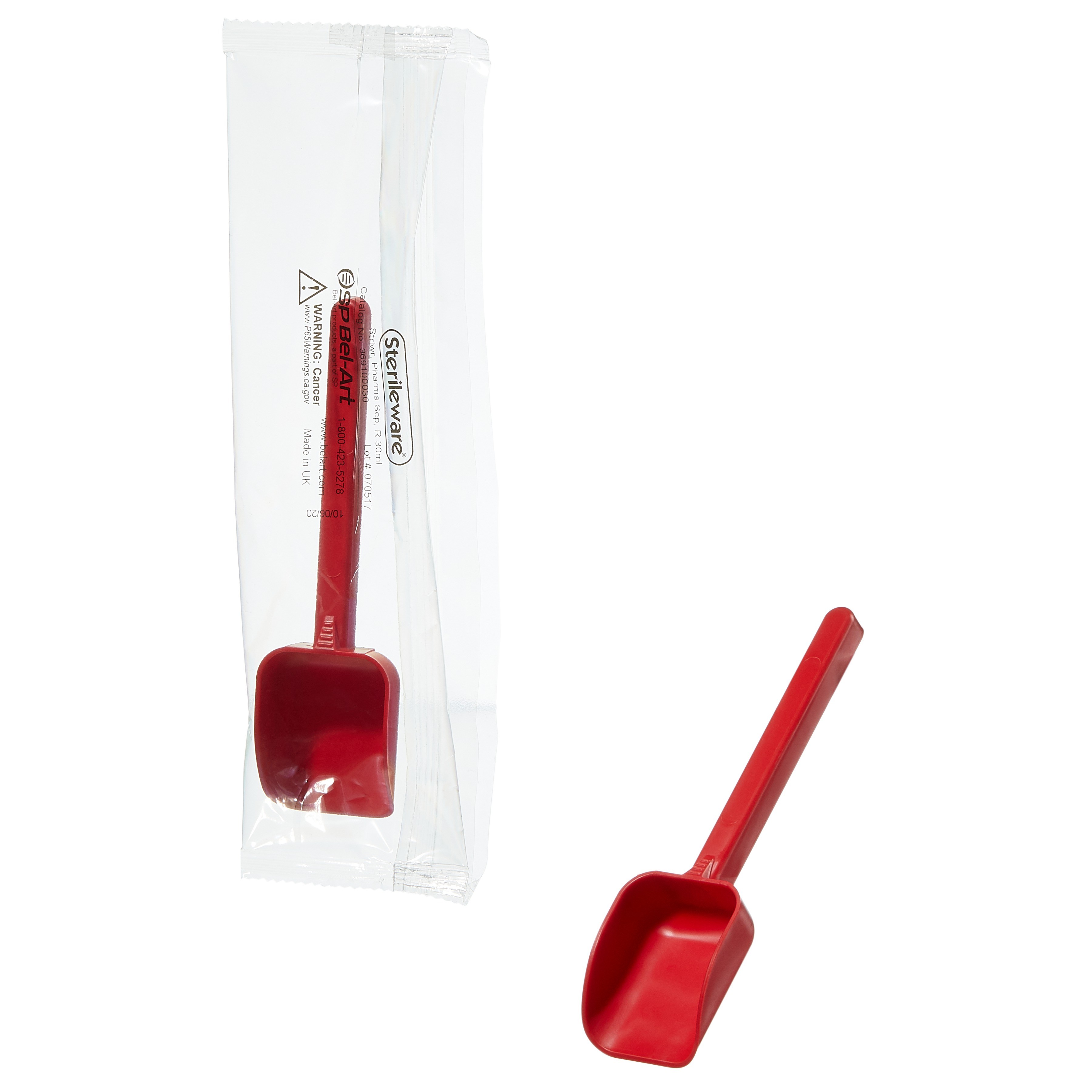 Sterileware Pharma Scoops - Red; 30ml (1oz), Individually Wrapped (Pack of 100)