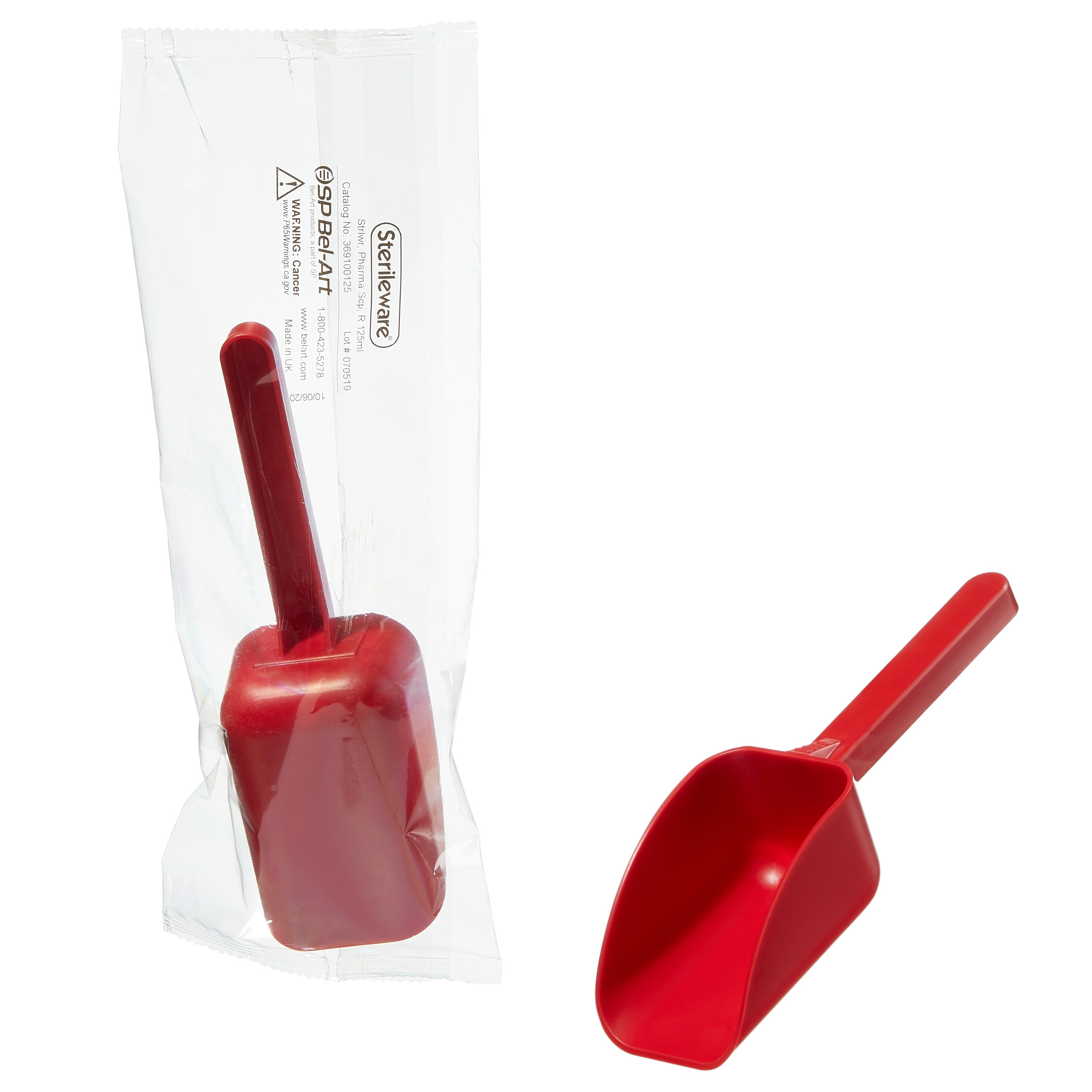 Sterileware Pharma Scoops - Red; 125ml (4oz), Individually Wrapped (Pack of 100)