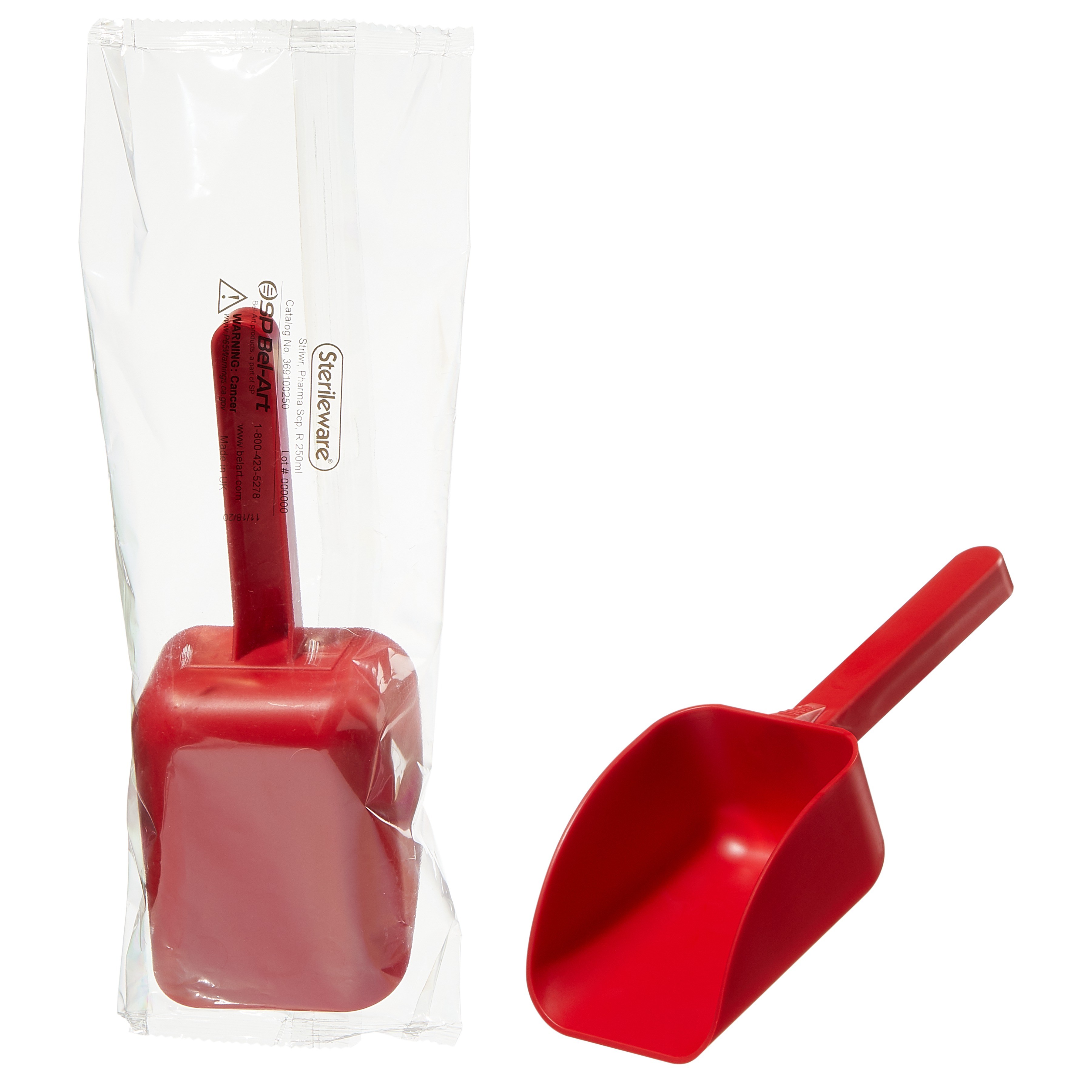 Sterileware Pharma Scoops - Red; 250ml (8oz), Individually Wrapped (Pack of 85)