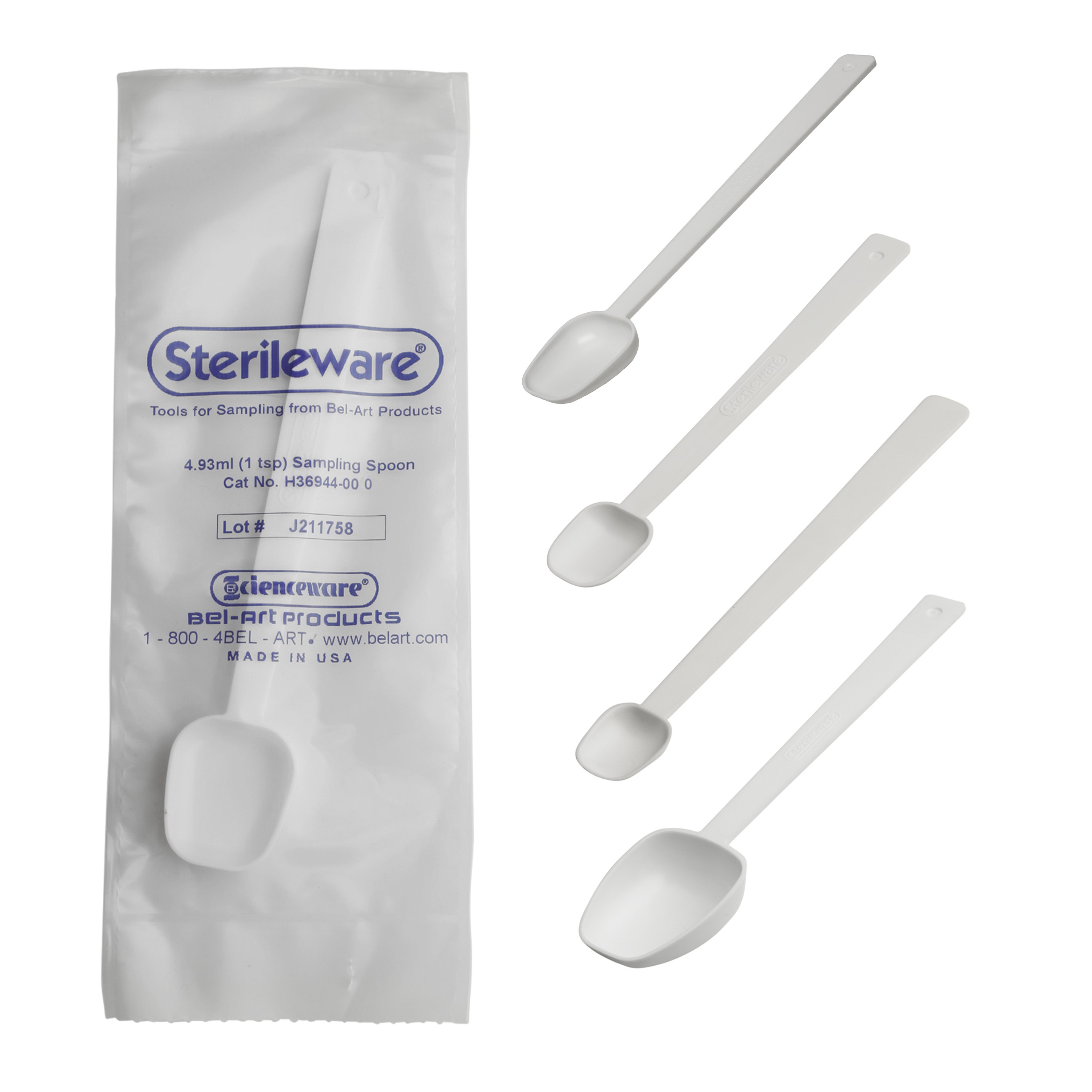SP BelArt Sterileware Double Bagged Long Handle Sampling Spoons SP