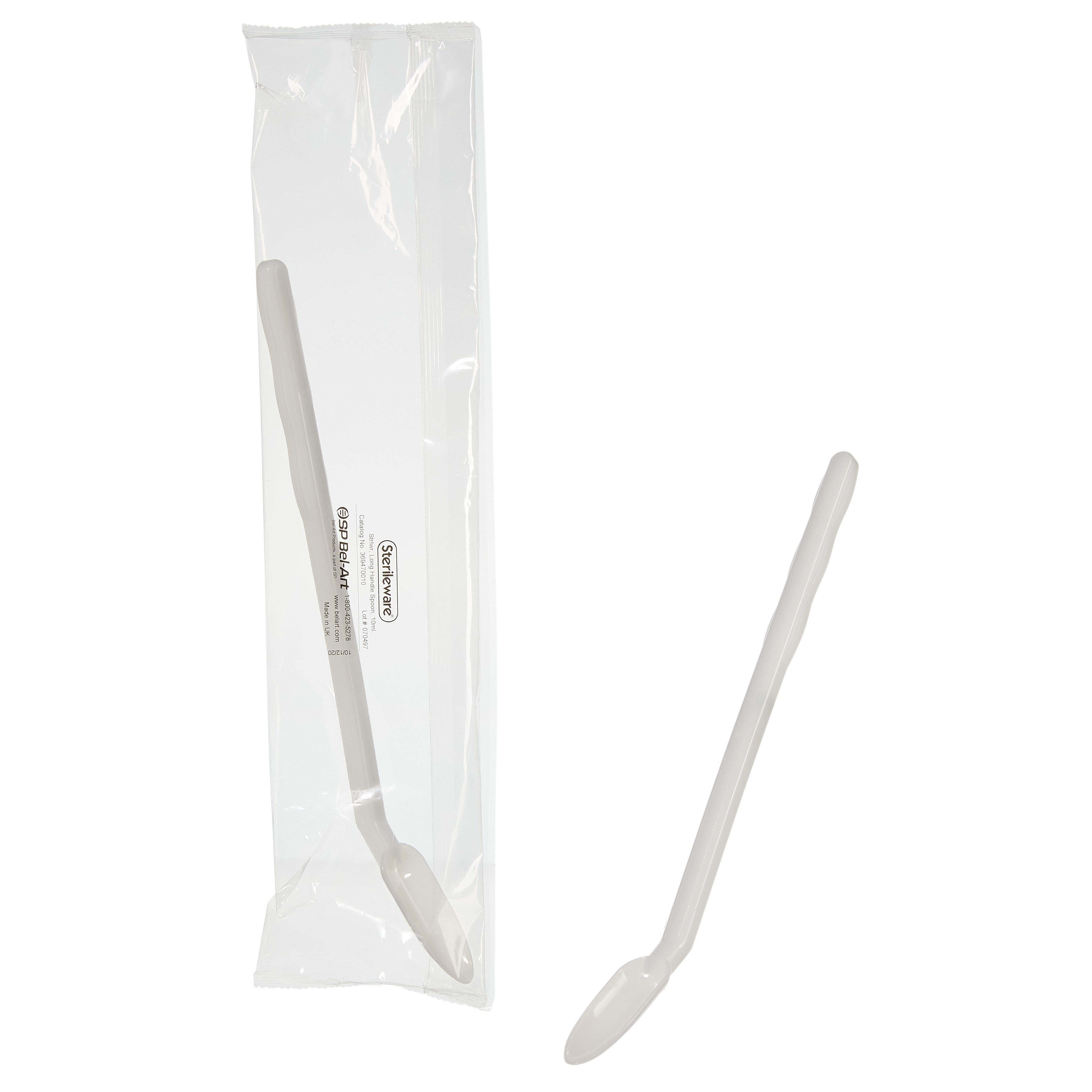 Sterileware Extra-Long, Bent Handle Spoons; 10ml, Individually Wrapped (Pack of 100)
