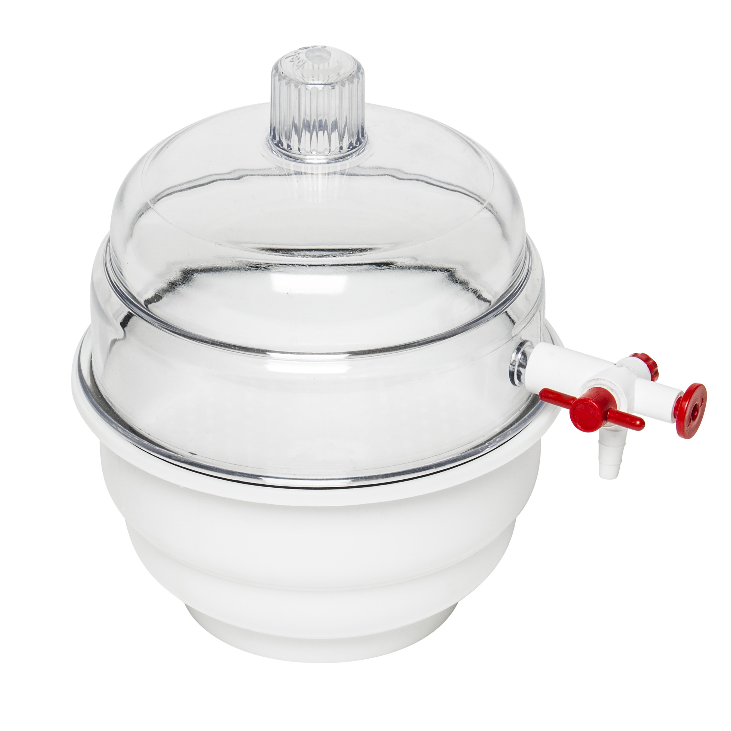 SP Bel-Art "SPACE SAVER" Polycarbonate Vacuum Desiccator with White Polypropylene Bottom; 0.09 cu. ft.