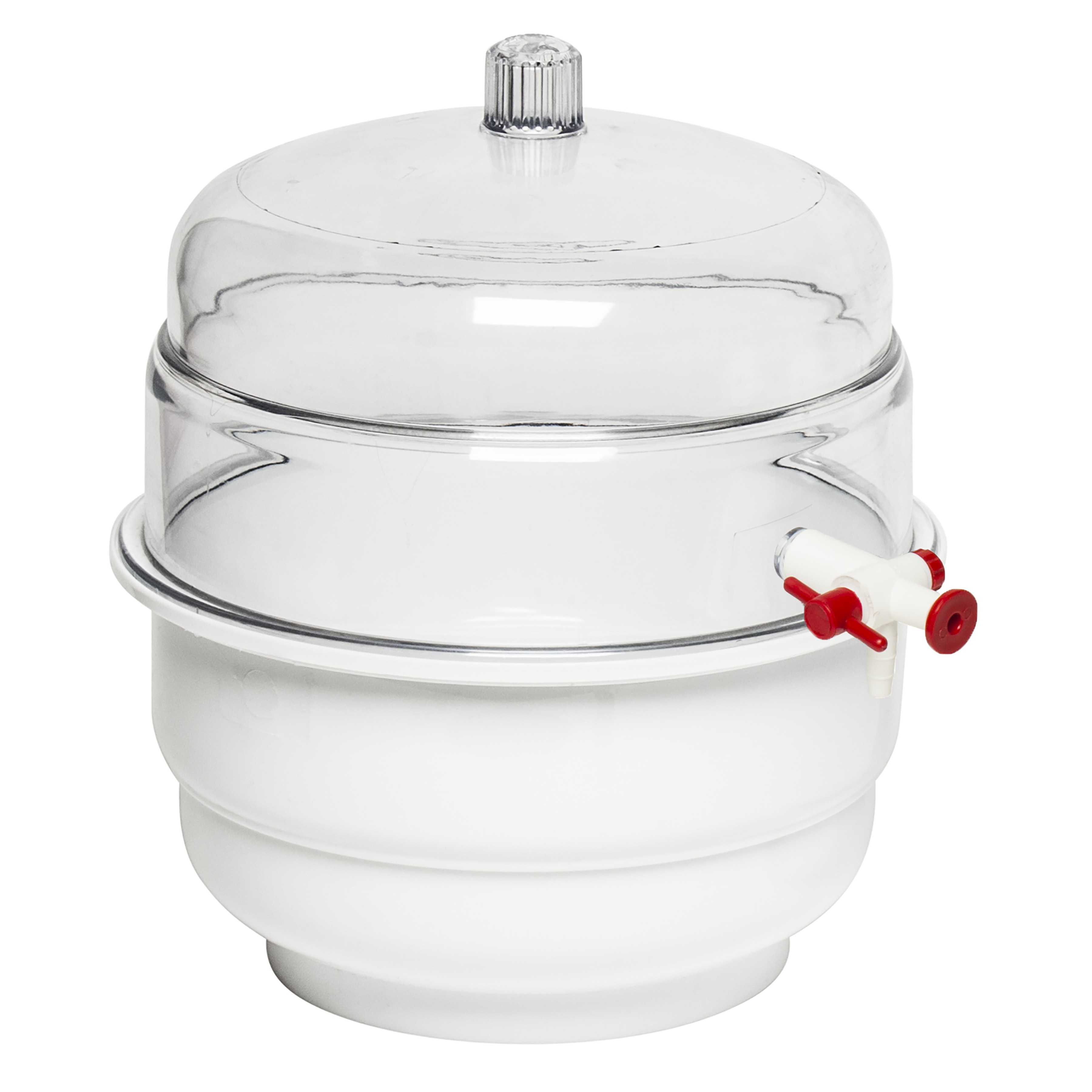 SP Bel-Art "SPACE SAVER" Polycarbonate Vacuum Desiccator with White Polypropylene Bottom; 0.31 cu. ft.