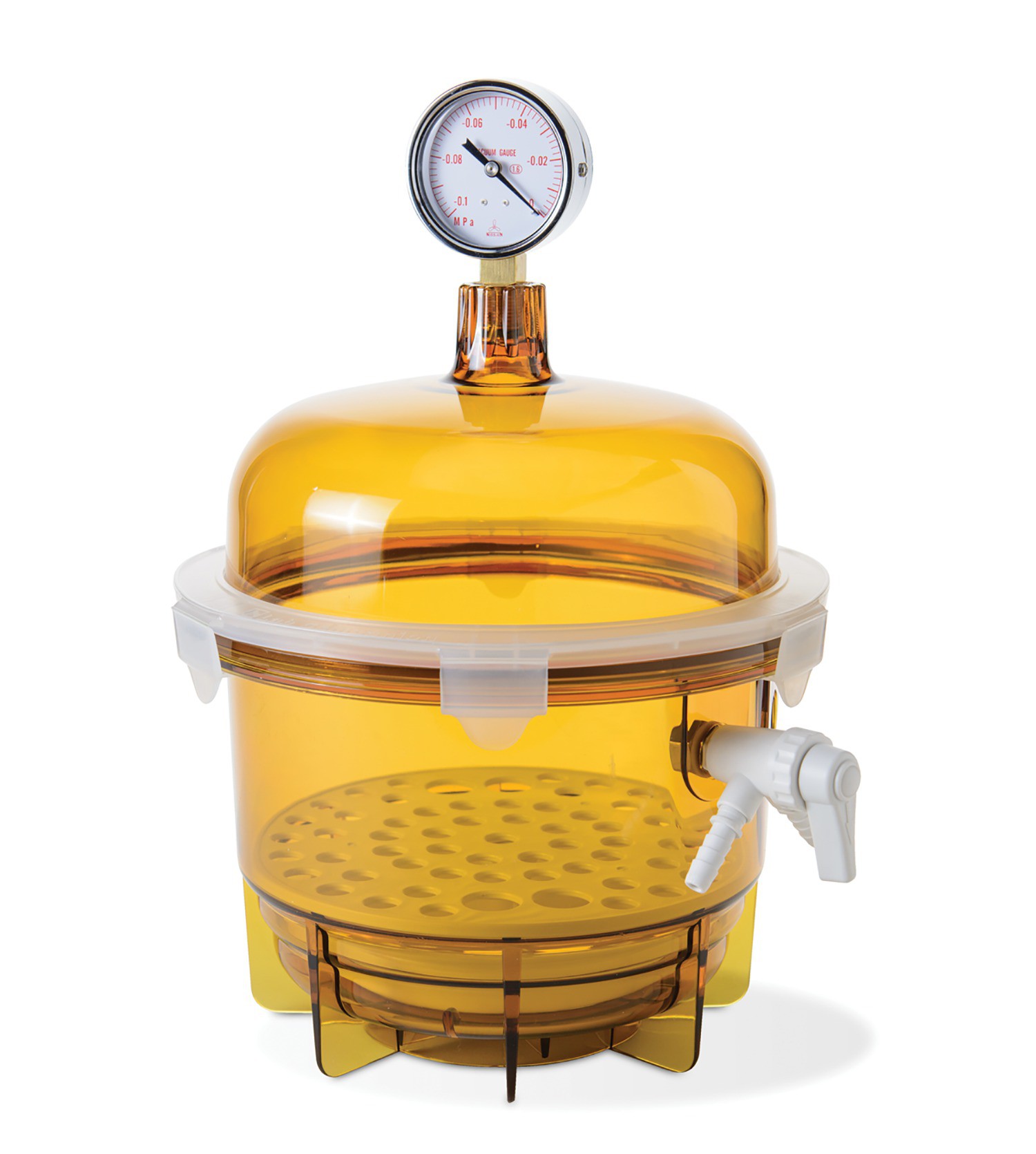 BelArt Lab Companion Amber Polycarbonate Round Style Vacuum Desiccator