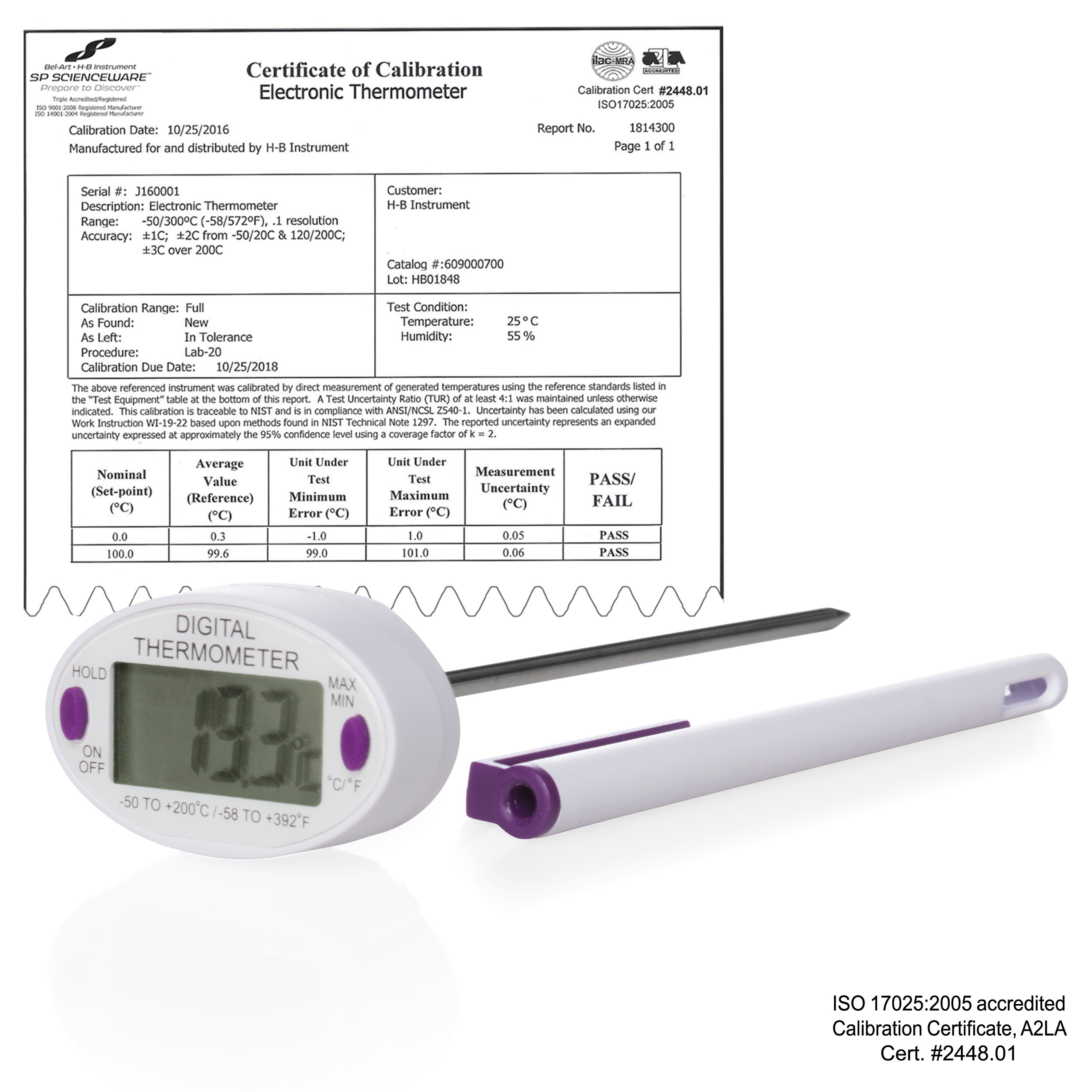 Bel-Art H-B Instruments Thermometer - BEL DURAC 50/200C Formerly Part# 3750 Qty 1 -58/392F 