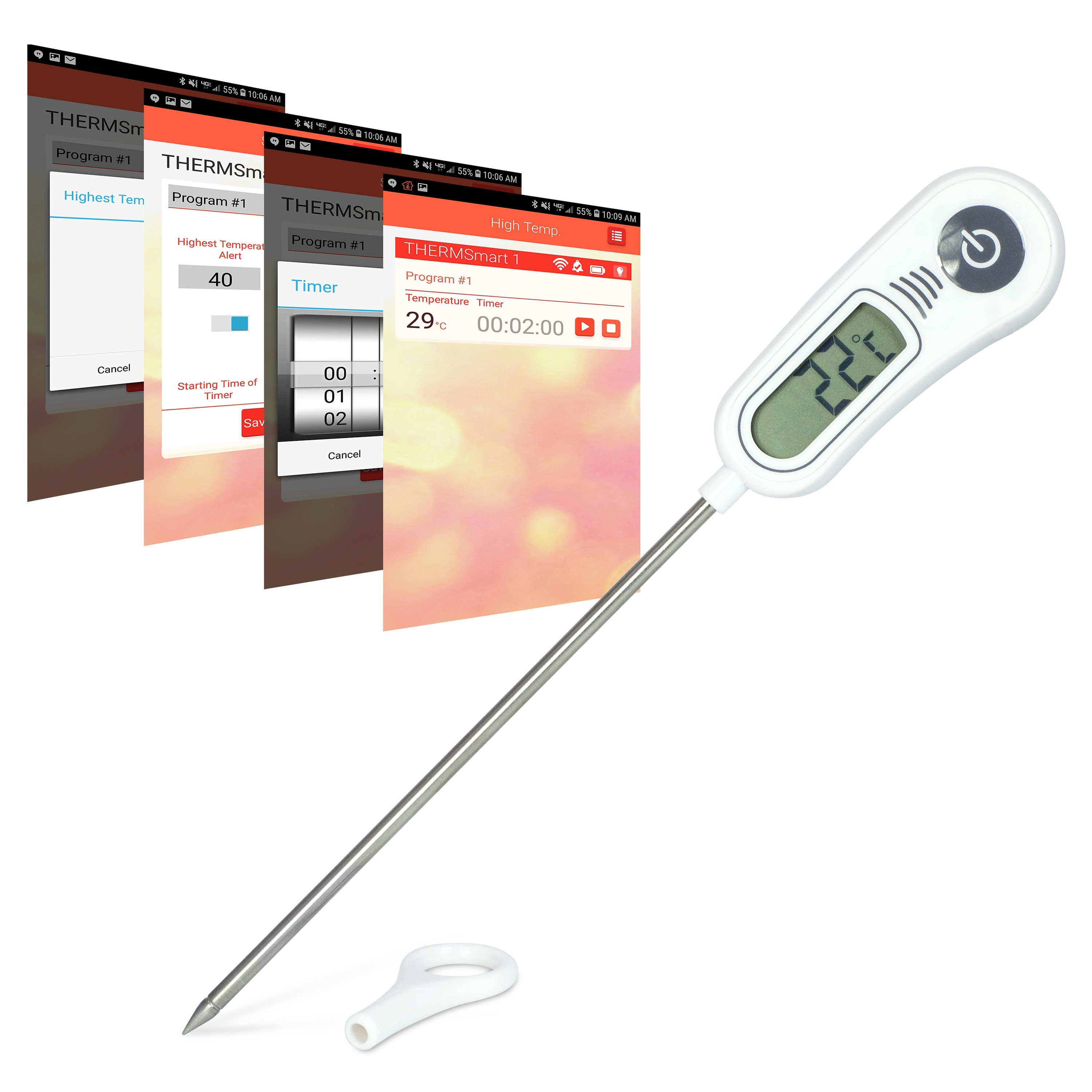 SP Bel-Art, H-B DURAC Bluetooth Stainless Steel Stem Thermometer; -50/300C (-58/572F)