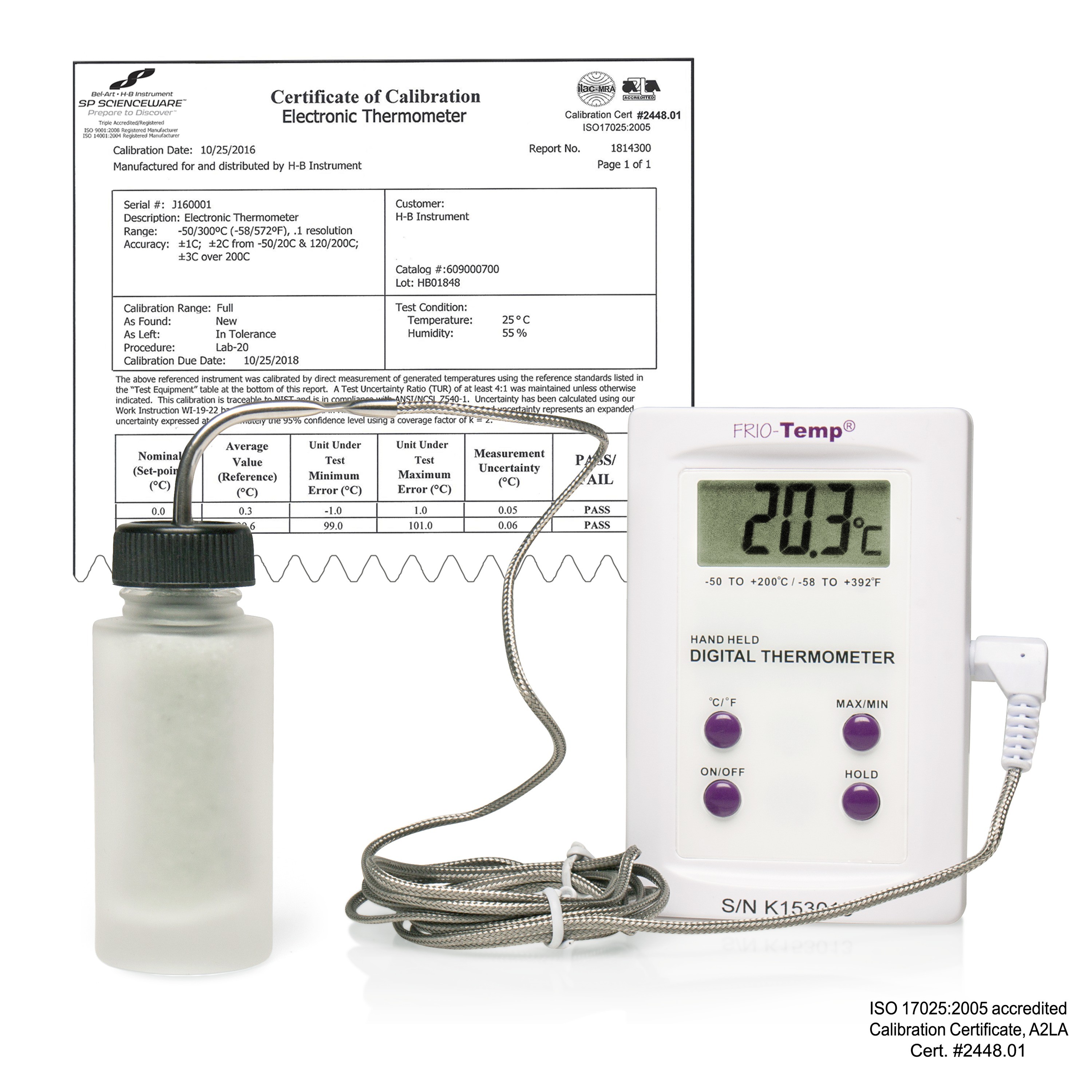 SP Bel-Art, H-B Frio-Temp Calibrated Electronic Verification Thermometer; -50/200C (-58/392F), General Calibration