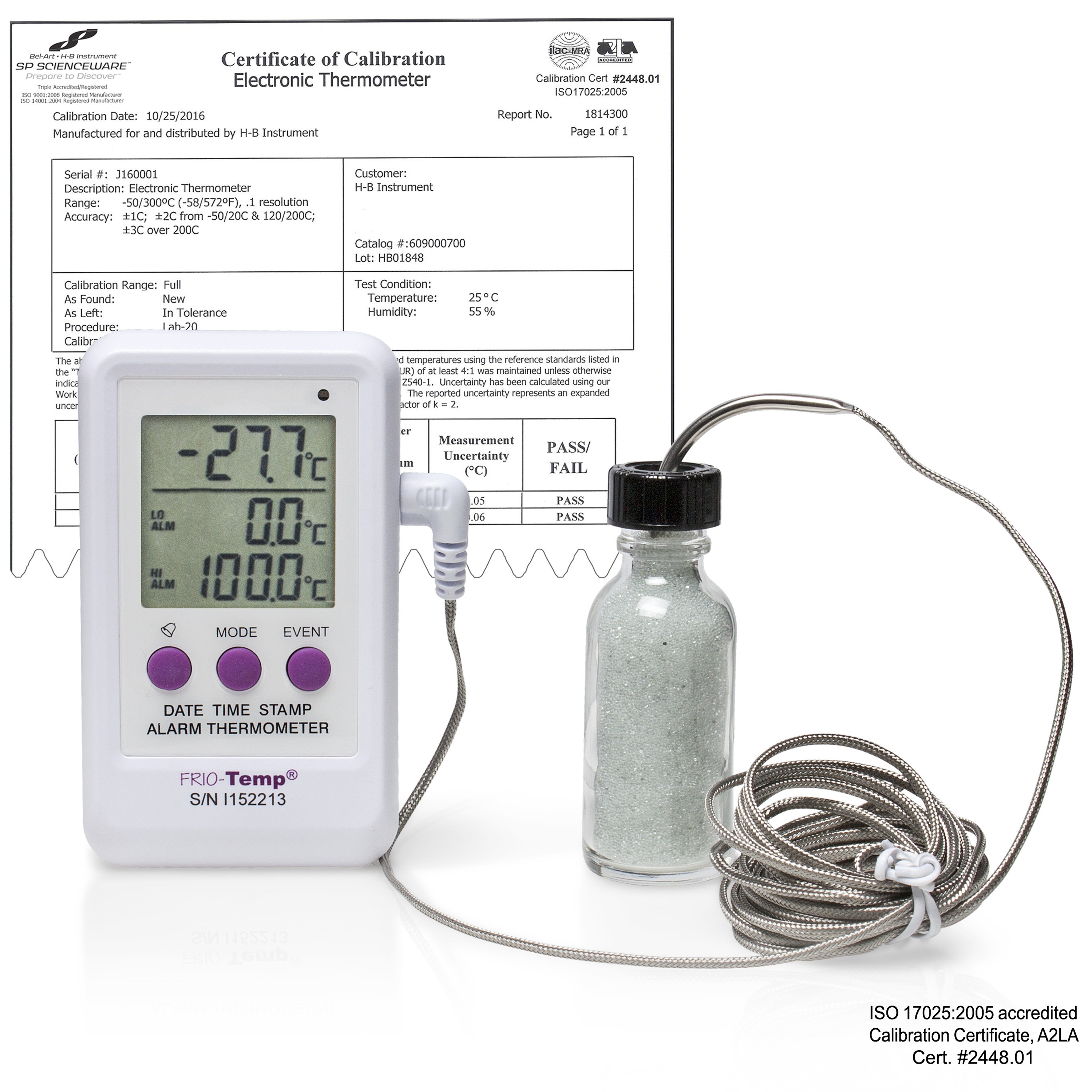 SP Bel-Art, H-B Frio Temp Calibrated Electronic Verification Thermometer / Event Logger; -50/200C (-58/392F), General Calibration