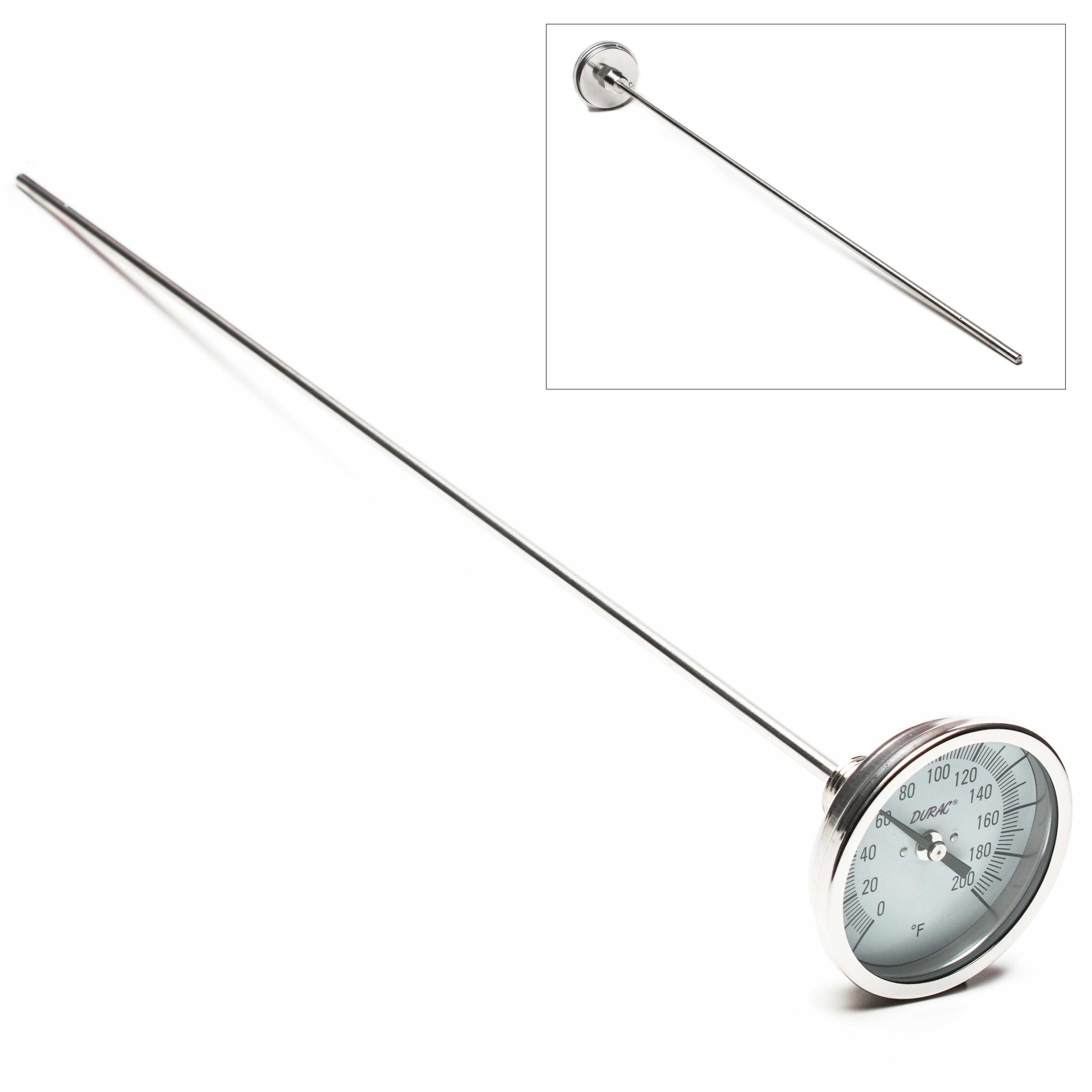 SP Bel-Art, H-B DURAC Bi-Metallic Dial Thermometer; 0 to 200F, 1/2 in. NPT Threaded Connection, 75mm Dial
