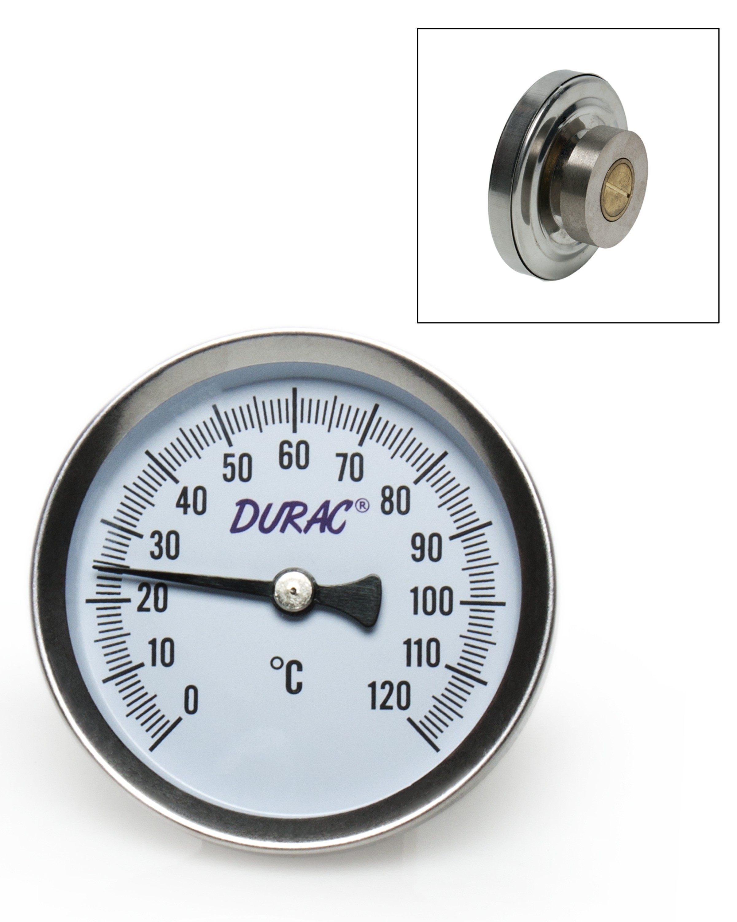 SP Bel-Art, H-B DURAC Bi-Metallic Surface Temperature Thermometer; 0/120C, 64mm Dial, Single Magnet