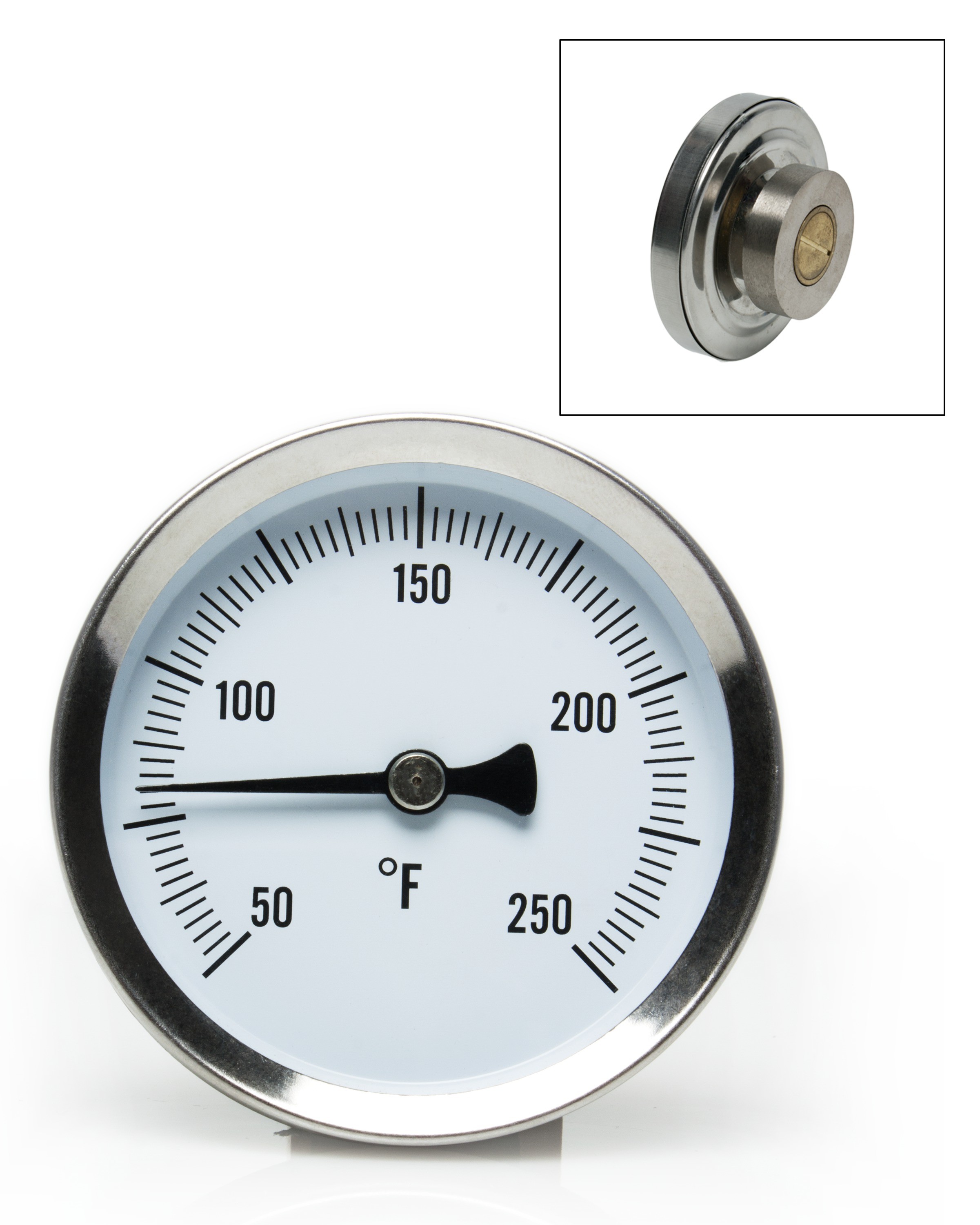 SP Bel-Art, H-B DURAC Bi-Metallic Surface Temperature Thermometer; 50/250F, 64mm Dial, Single Magnet