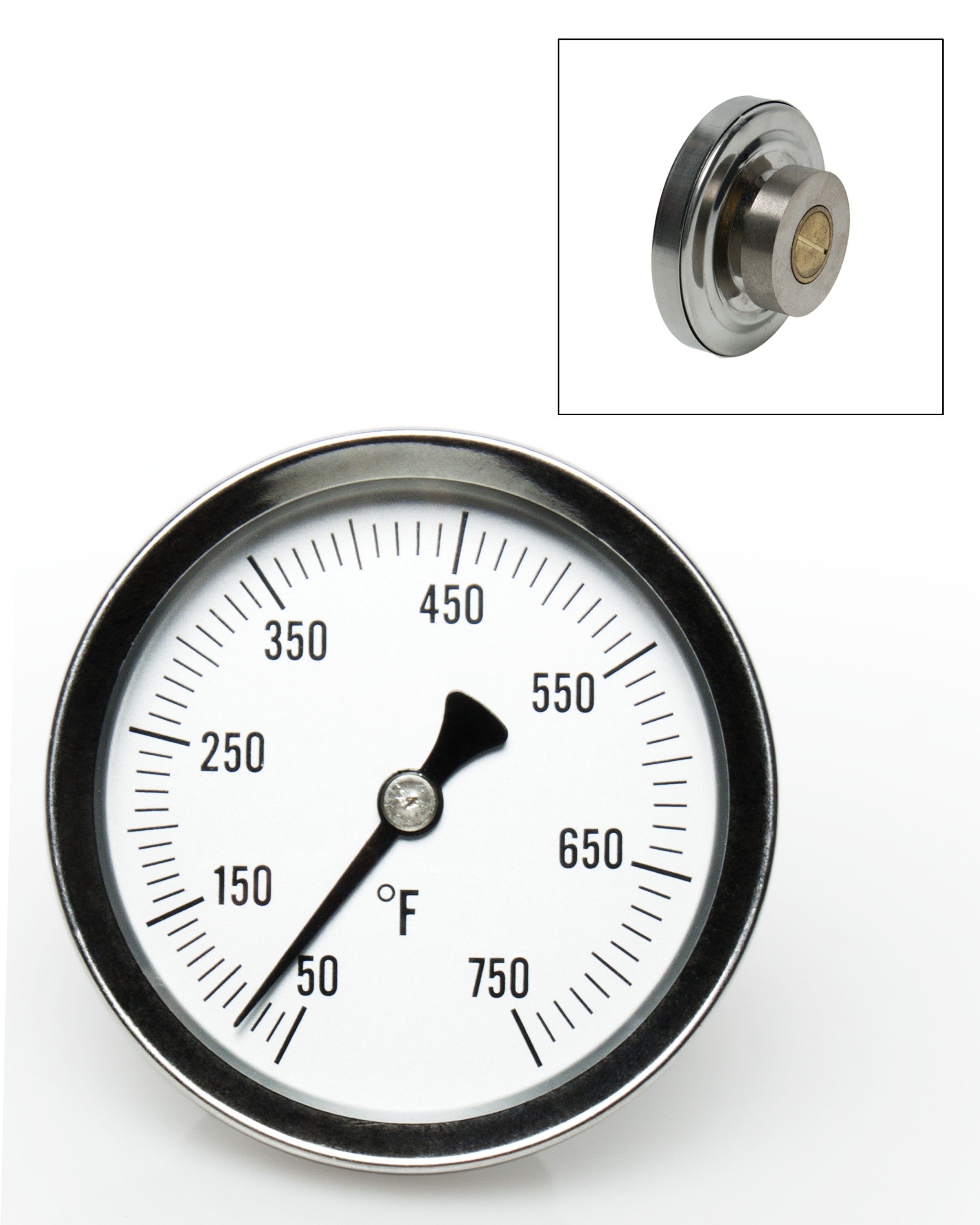 SP Bel-Art, H-B DURAC Bi-Metallic Surface Temperature Thermometer; 50/750F, 64mm Dial, Single Magnet