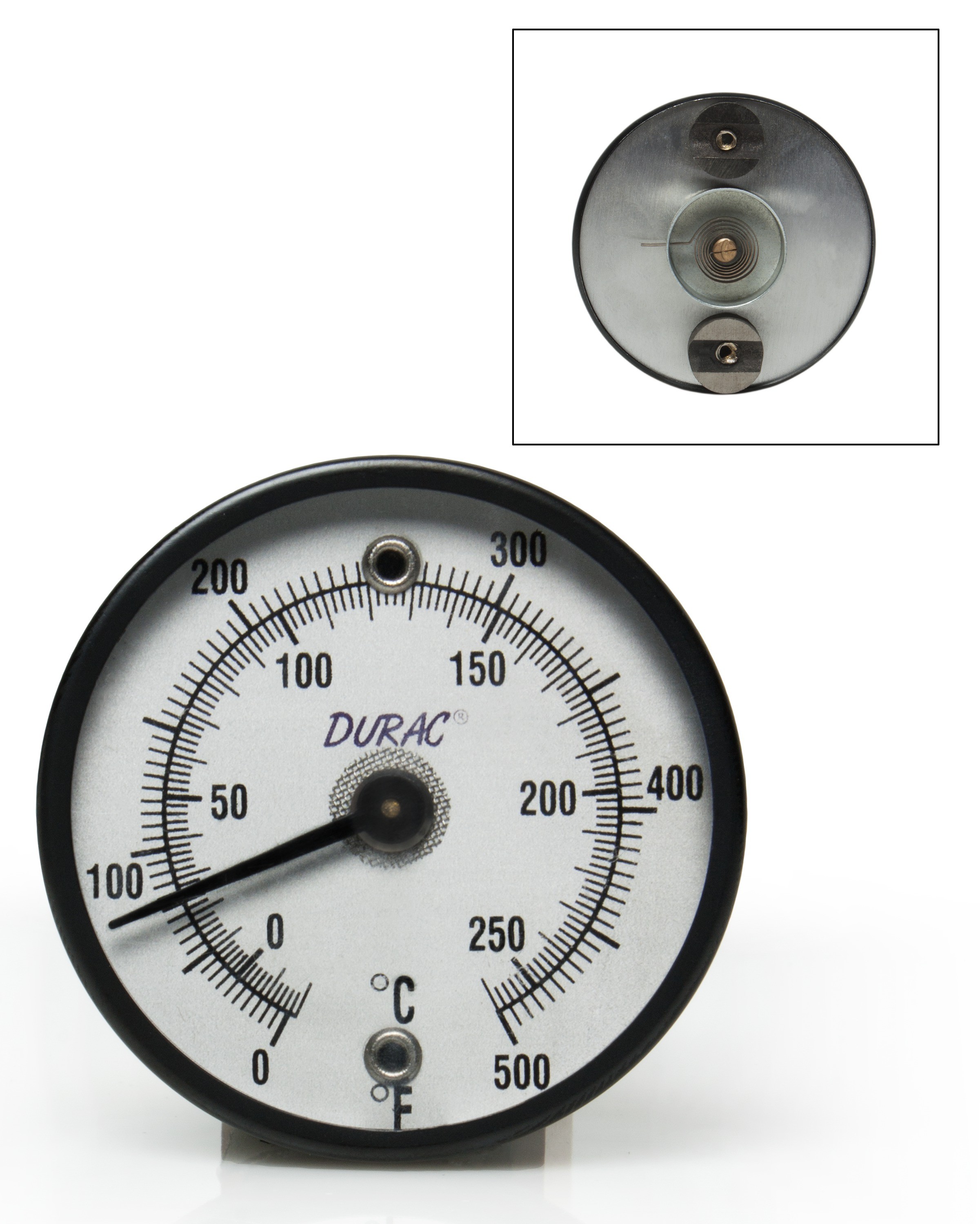 SP Bel-Art, H-B DURAC Bi-Metallic Surface Temperature Thermometer; -20/260C (0/500F), 50mm (2 in.) Dial, Double Magnet