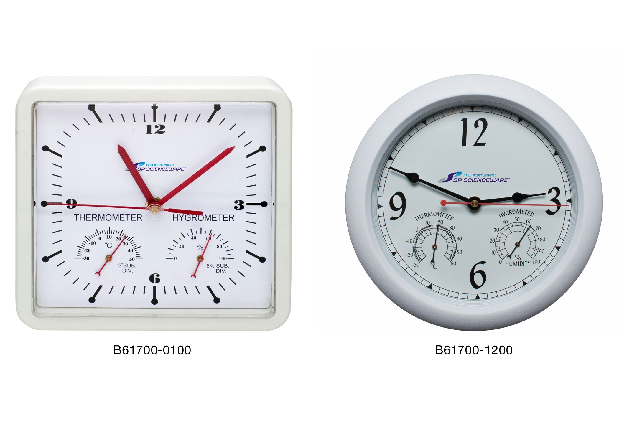 H-B DURAC Thermometer-Hygrometer Clocks