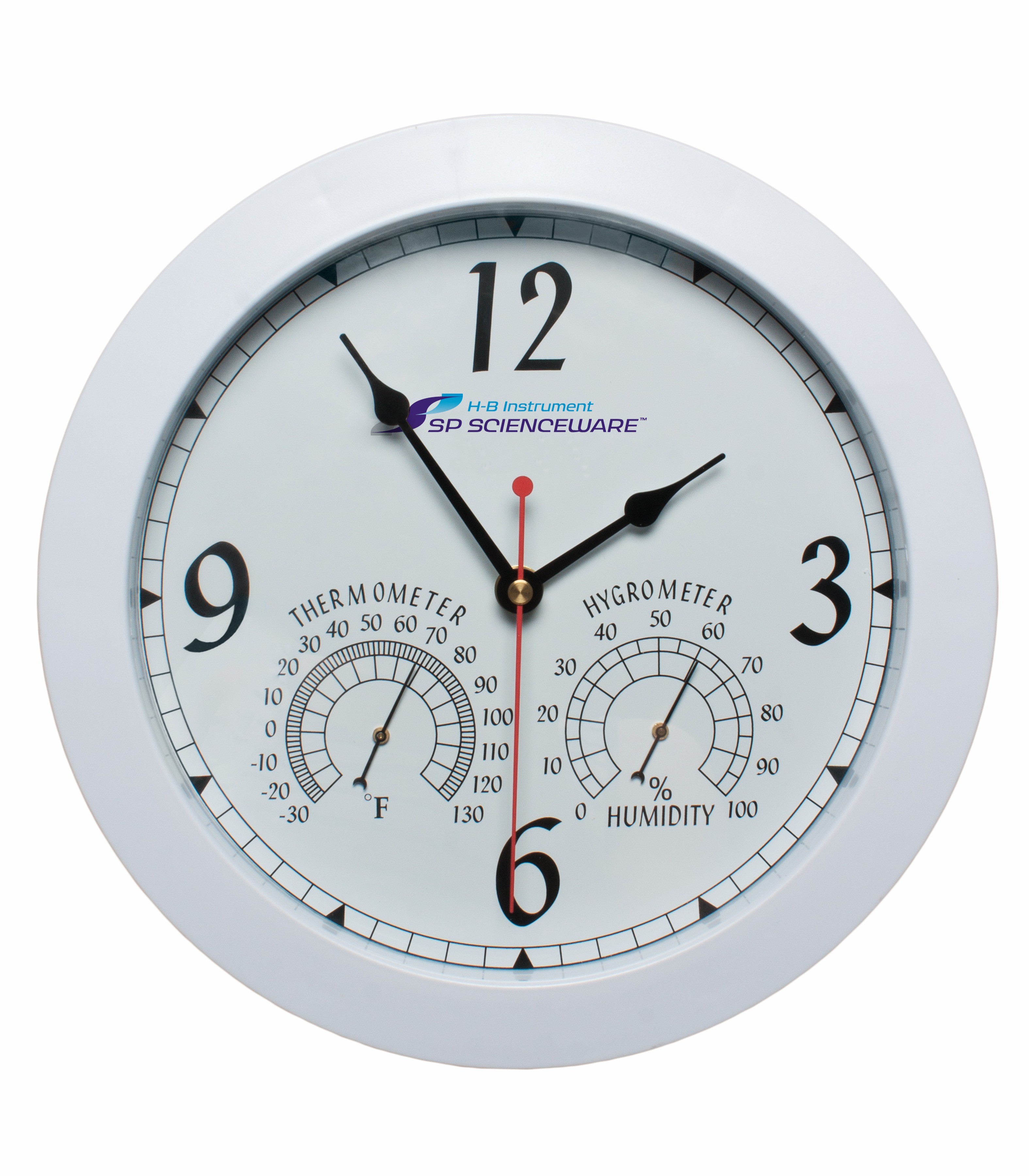 SP Bel-Art, H-B DURAC Thermometer-Hygrometer Round Clock; -30/130F