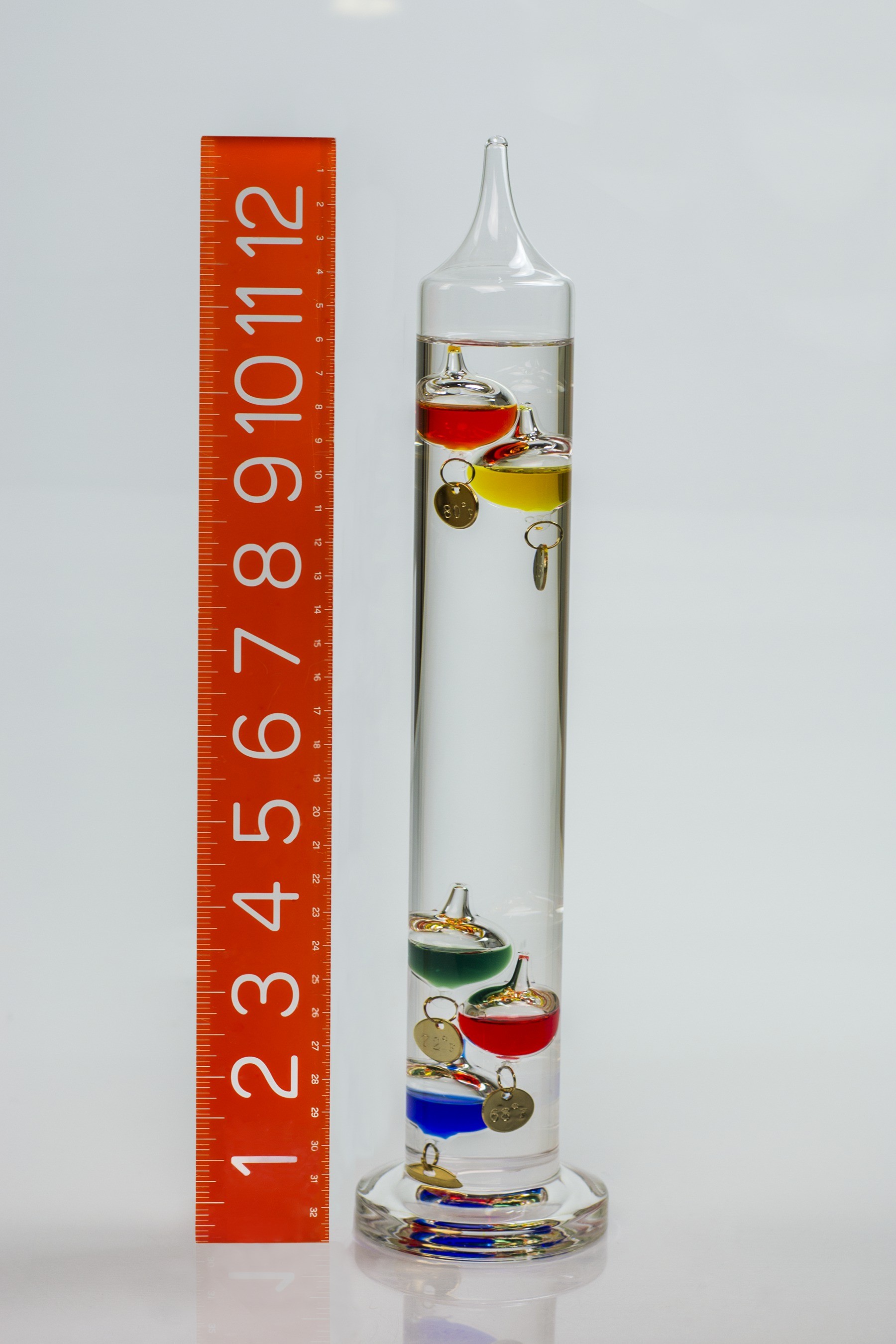SP Bel-Art, H-B DURAC Galileo Thermometer; 18 to 26C (64 to 80F), 5 Spheres, 13 in.