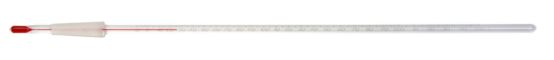 SP Bel-Art, H-B DURAC 10/30 Ground Joint Liquid-In-Glass Thermometer; -10 to 250C, 50mm Immersion, Organic Liquid Fill