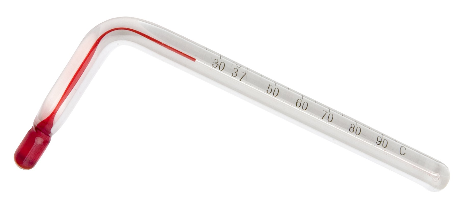 SP Bel-Art, H-B DURAC Liquid-In-Glass Angled Laboratory Thermometer; 25 to 95C, Organic Liquid Fill