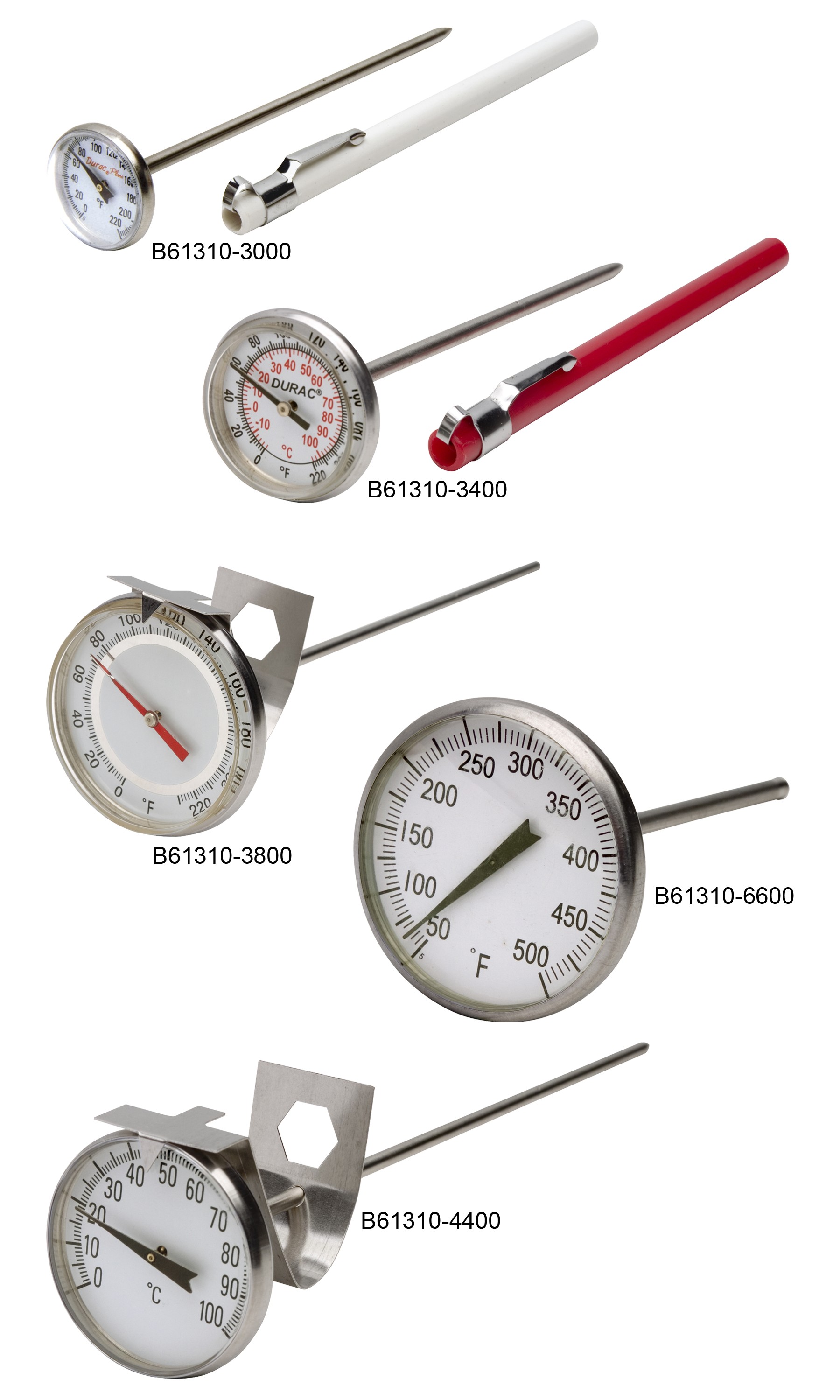 SP Bel-Art, H-B DURAC Bi-Metallic Thermometer; 50 to 550F, 25mm Dial