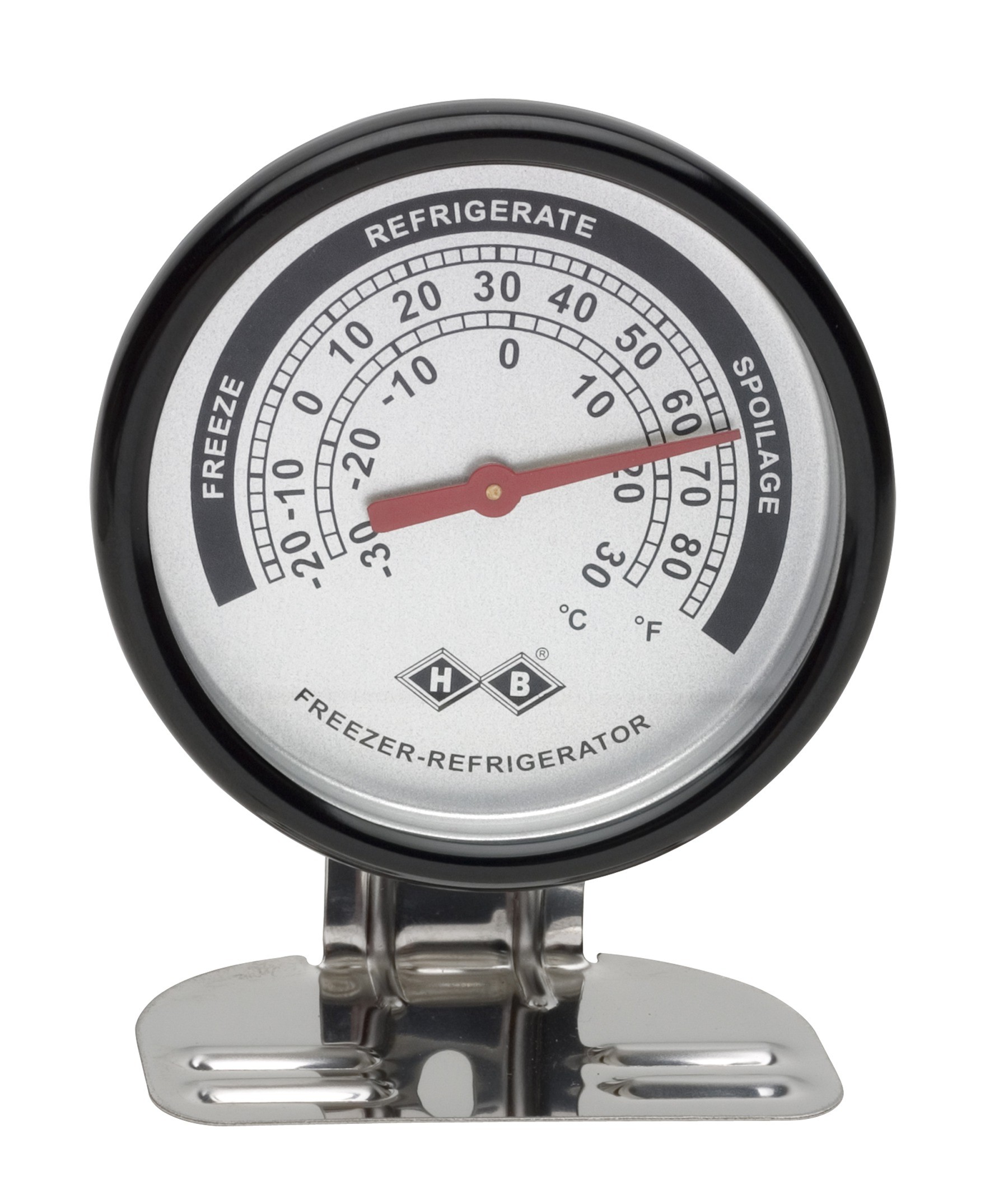 SP Bel-Art, H-B DURAC Bi-Metallic Refrigerator/Freezer Thermometer; -30 to 30C (-20 to 80F); Stainless Steel Case