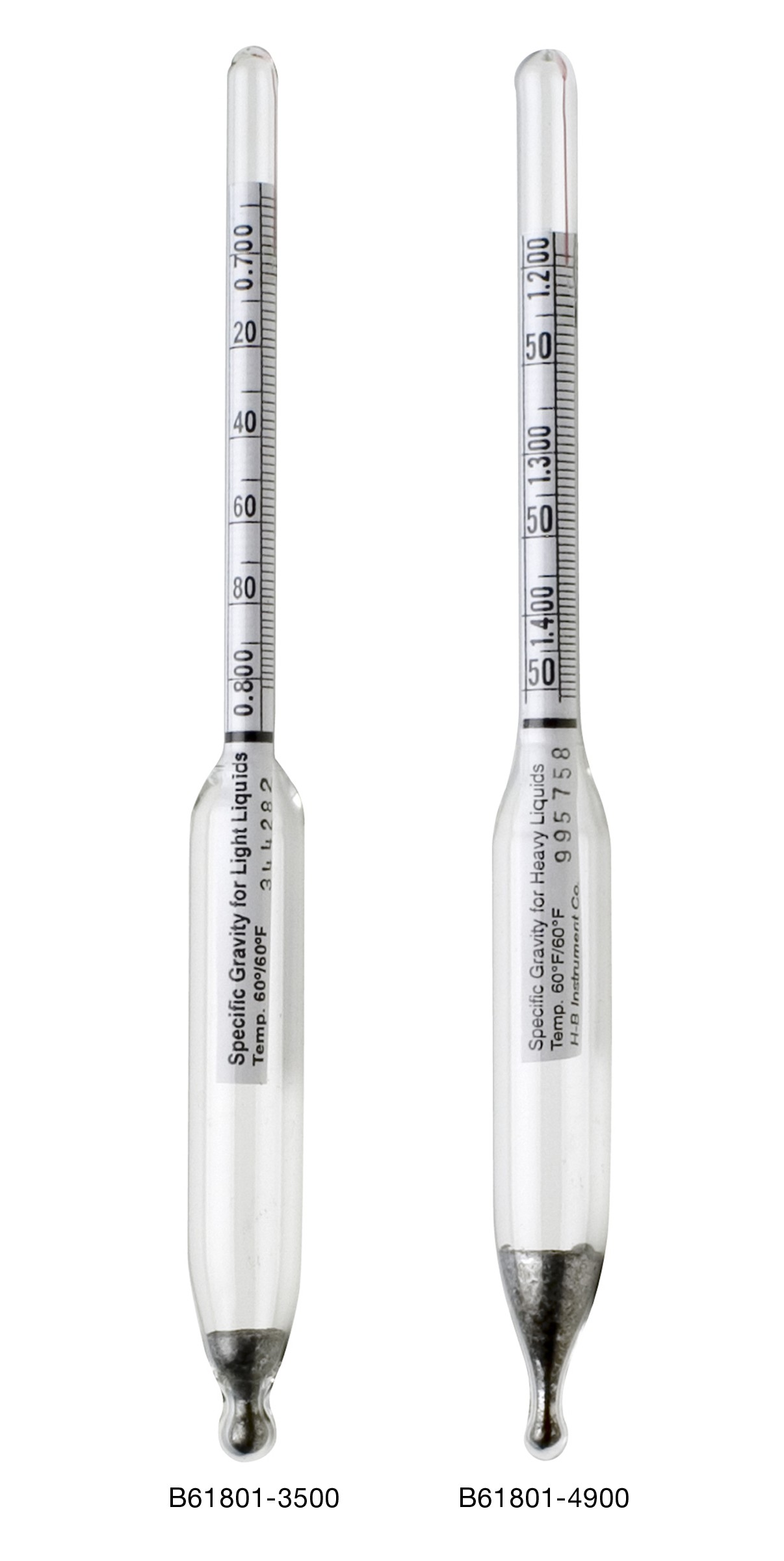B61821-0700 H-B DURAC Safety 1.600/1.820 Specific Gravity Combined Form Thermo-Hydrometer Bel-Art 