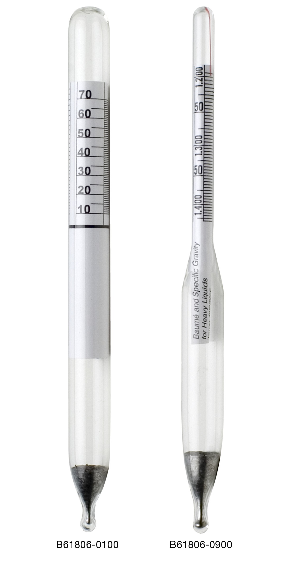H-B DURAC Specific Gravity / Relative Density (g/cmᶟ) & Baume Plain Form Hydrometers; Traceable to NIST