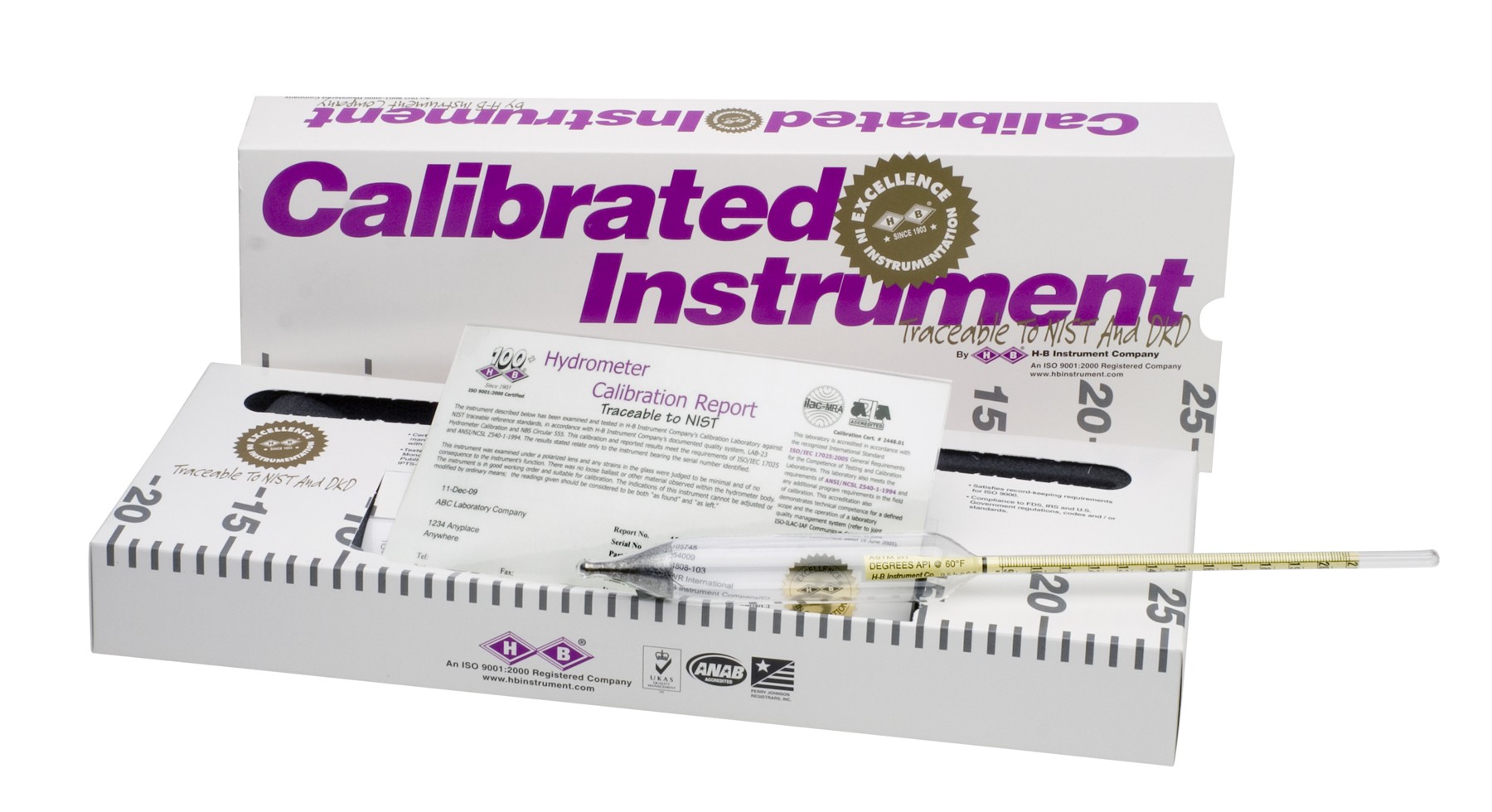 H-B DURAC API ASTM Hydrometers with Individual Calibration Report; Traceable to NIST