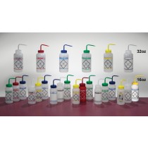 2-Color Wash Bottles – Safety-Labeled, Wide-Mouth