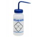 SP Bel-Art Safety-Labeled 2-Color Distilled Water Wide-Mouth Wash Bottles; 500ml (16oz), Polyethylene w/Blue Polypropylene Cap (Pack of 6)